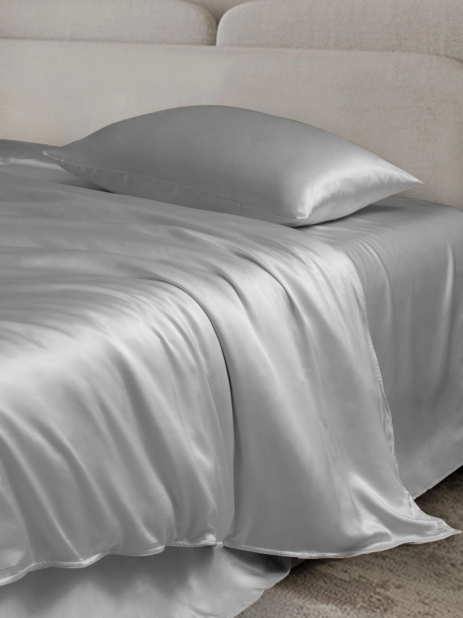 19Momme 4Pcs Housse de couette+Taie d‘oreiller + Draps Plat - Image 52