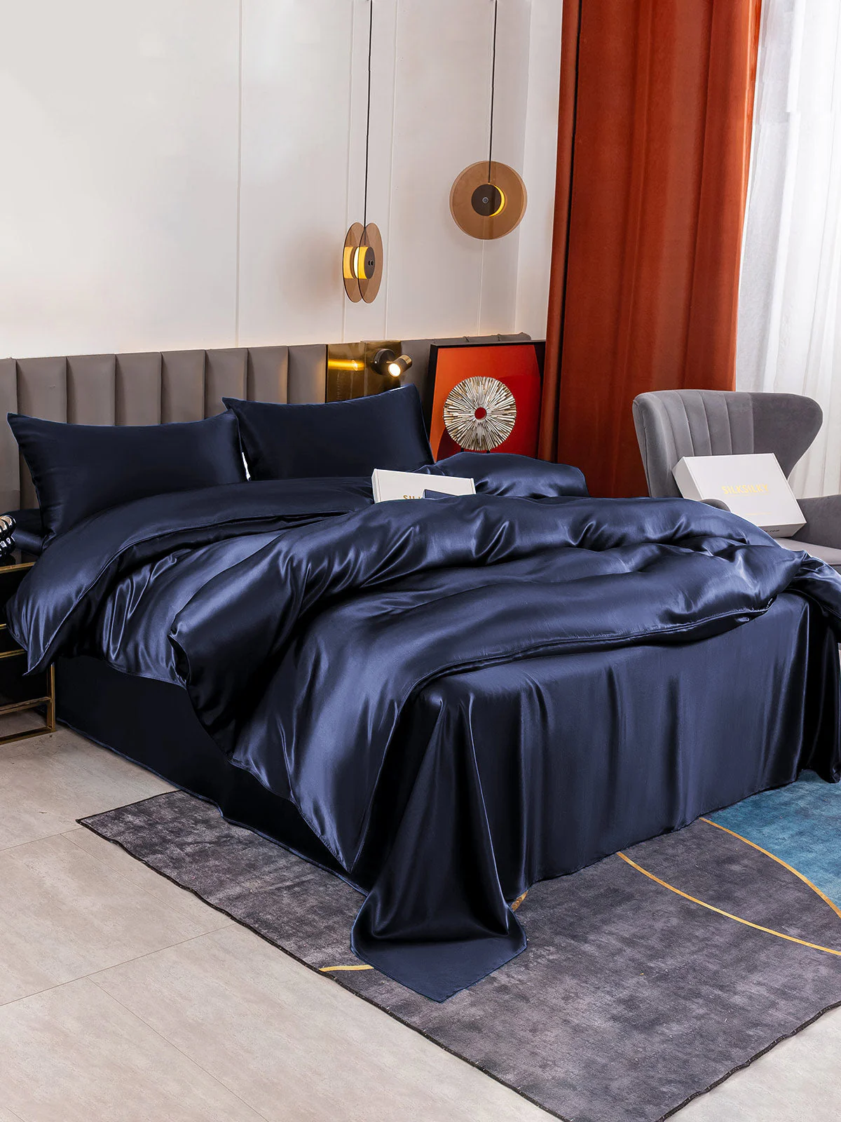 19Momme 4Pcs Housse de couette+Taie d‘oreiller + Draps Plat - Image 6