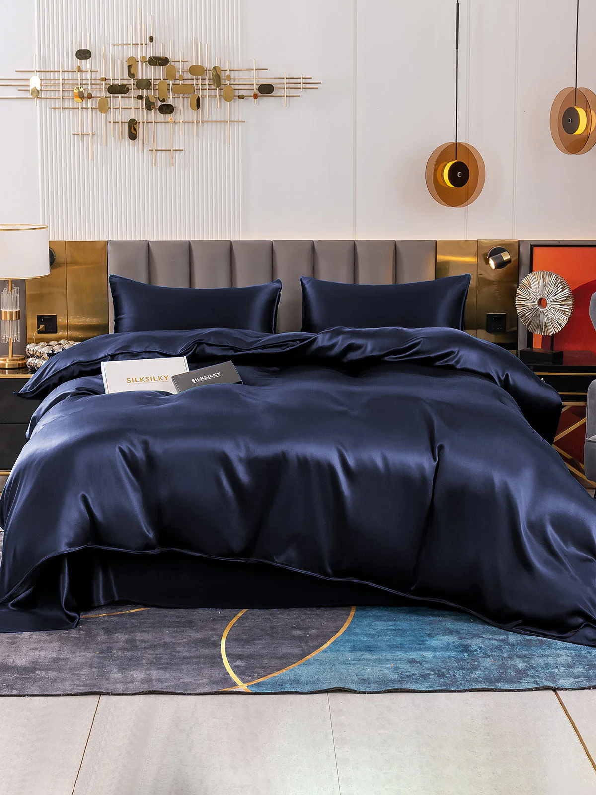19Momme 4Pcs Housse de couette+Taie d‘oreiller + Draps Plat - Image 7