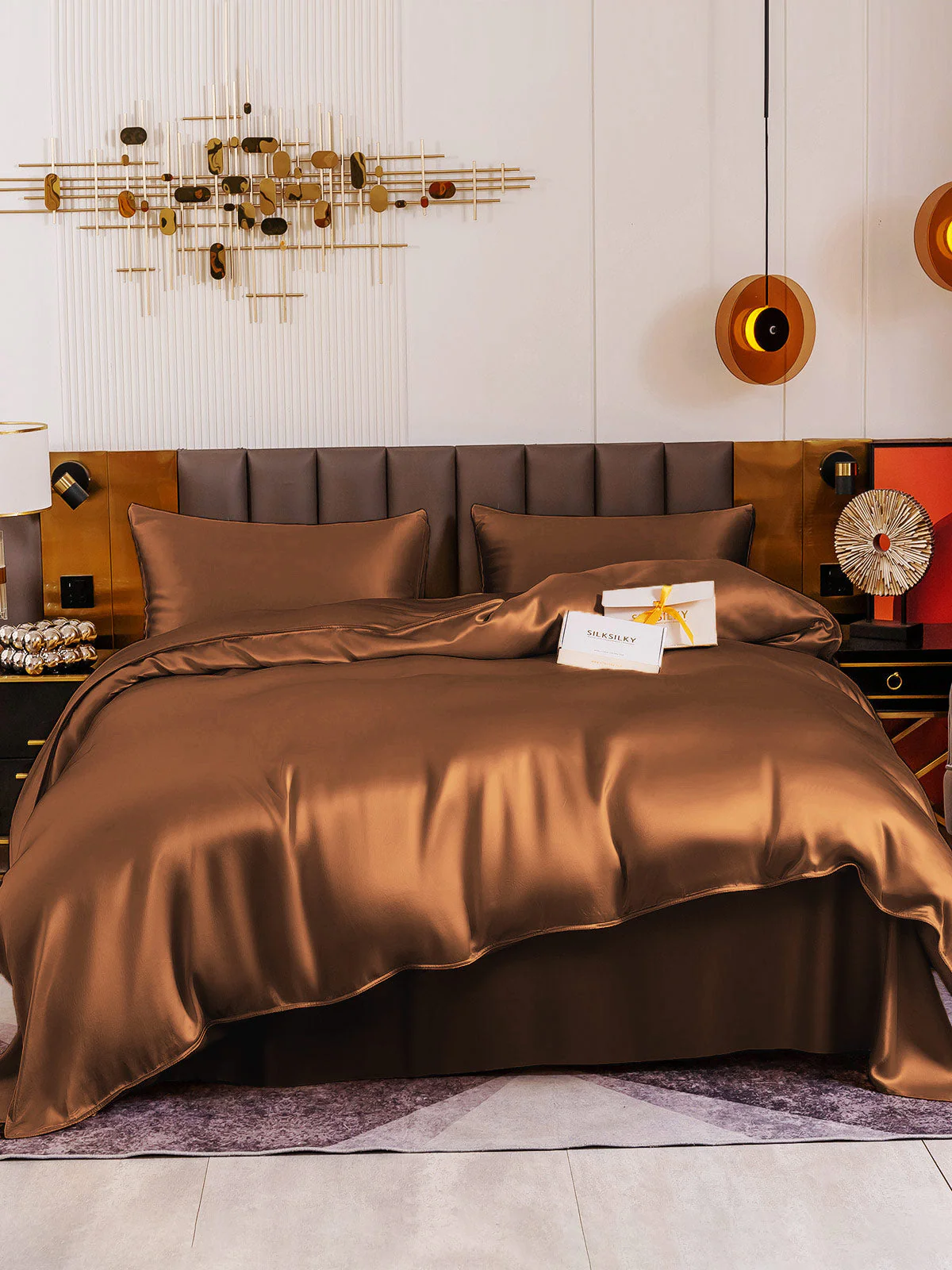19Momme 4Pcs Housse de couette+Taie d‘oreiller + Draps Plat - Image 74