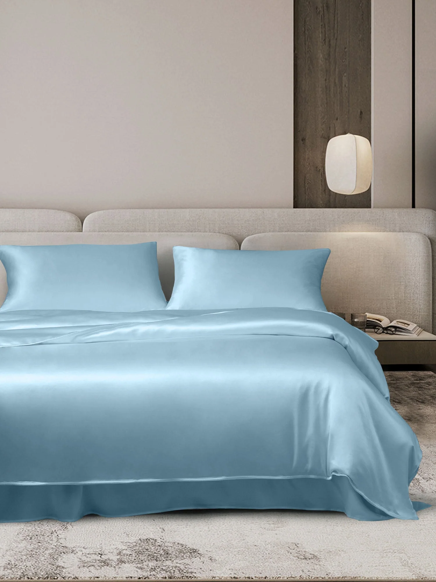 19Momme 4Pcs Housse de couette+Taie d‘oreiller + Draps Plat - Image 78