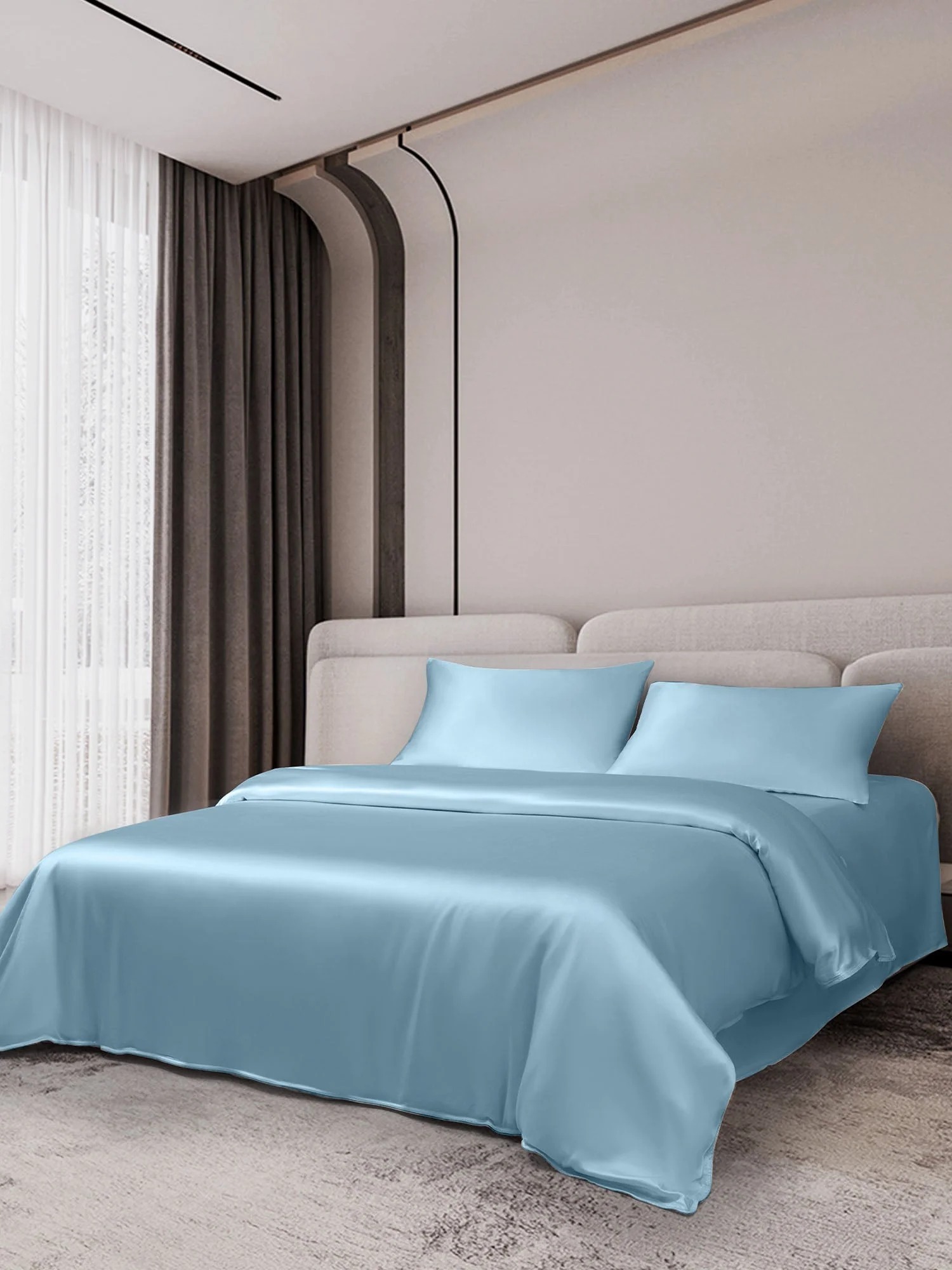19Momme 4Pcs Housse de couette+Taie d‘oreiller + Draps Plat - Image 79