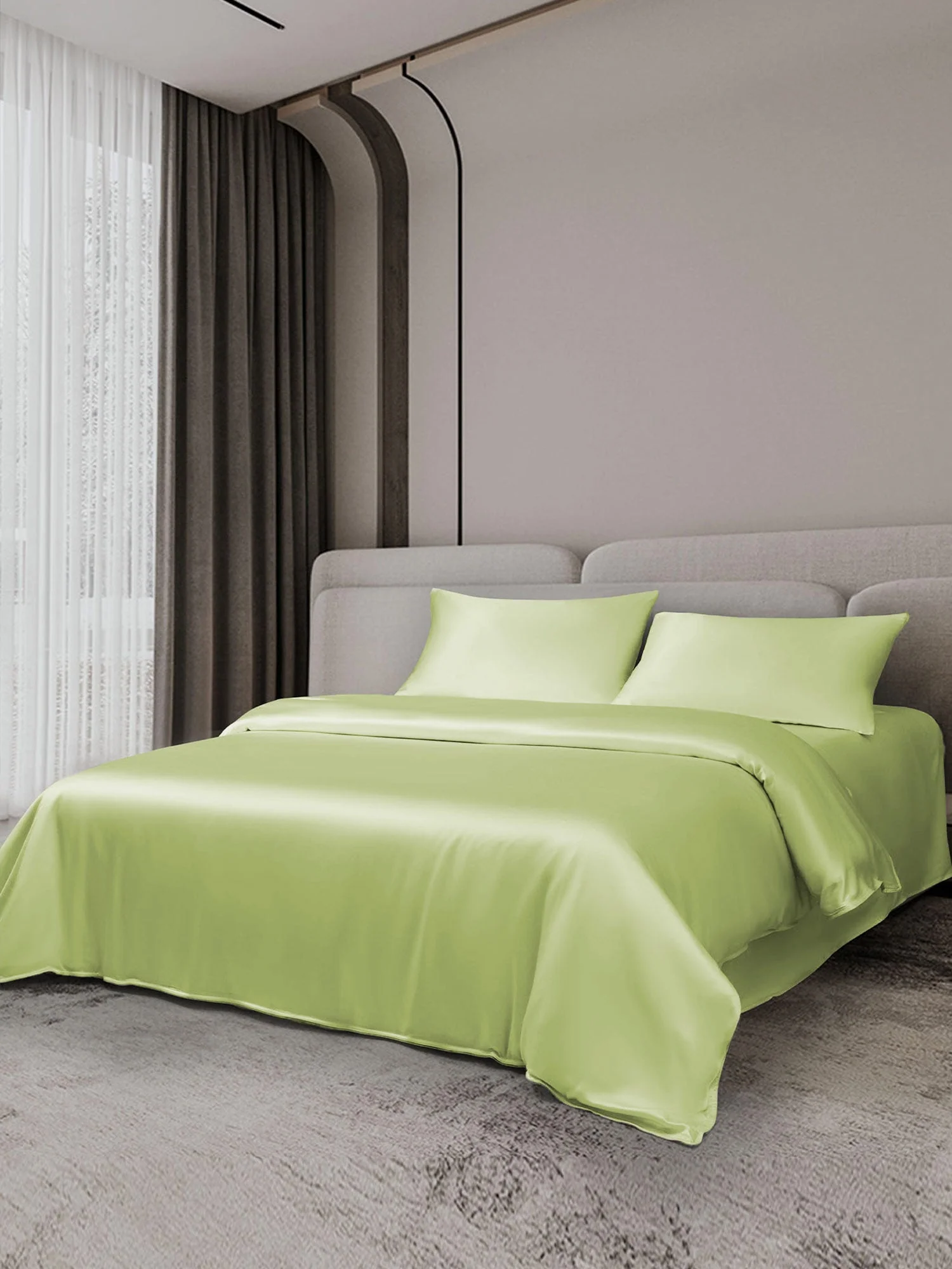 19Momme 4Pcs Housse de couette+Taie d‘oreiller + Draps Plat - Image 85