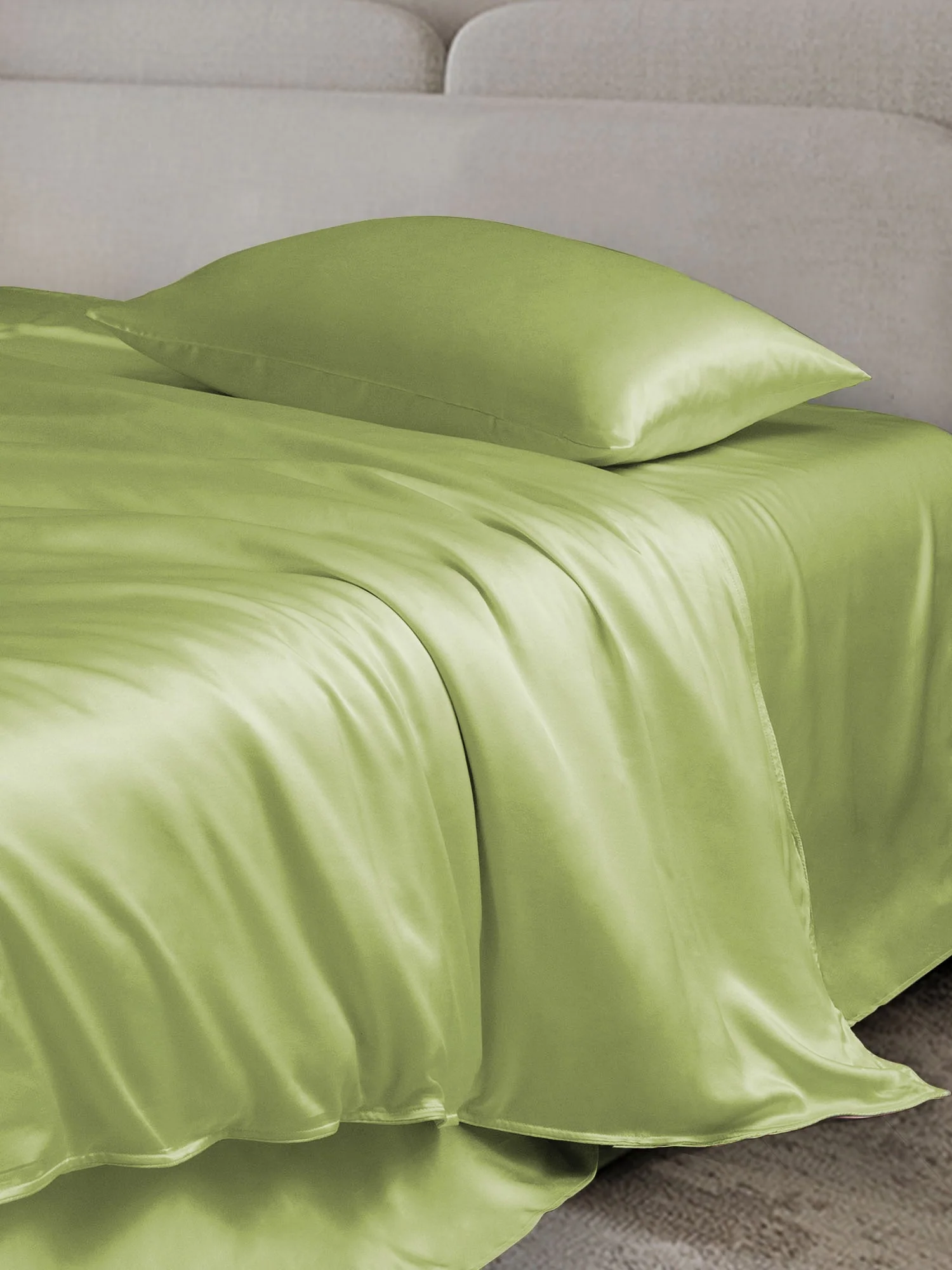 19Momme 4Pcs Housse de couette+Taie d‘oreiller + Draps Plat - Image 86