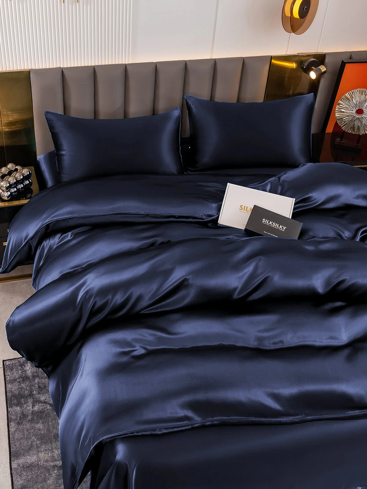 19Momme 4Pcs Housse de couette+Taie d‘oreiller + Draps Plat - Image 9
