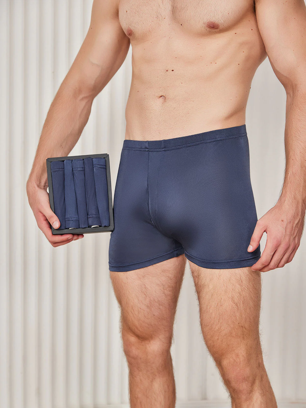 5 Boxers Homme en Soie Pure avec Ouverture à Braguette - Image 3