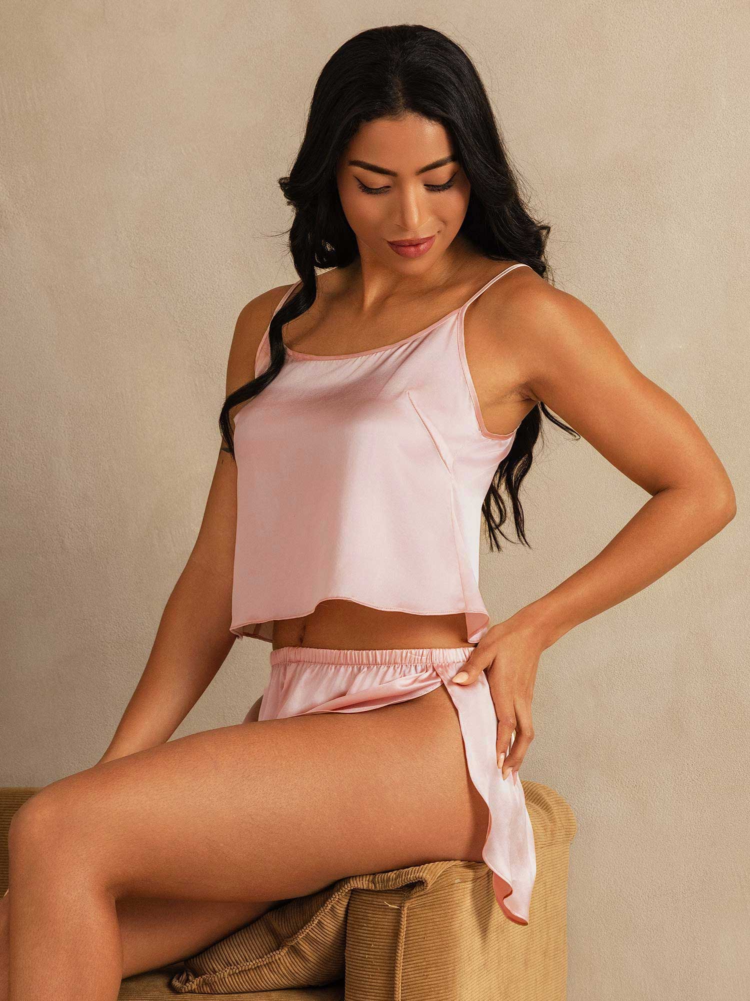 Ajustable Camisole Set Pure Soie Fines Brides Sans manches - Image 18