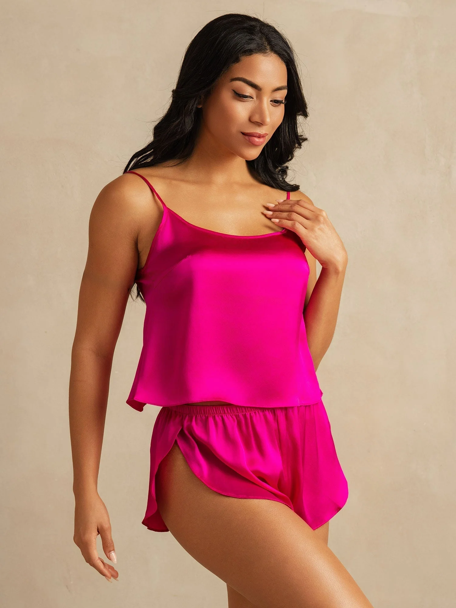 Ajustable Camisole Set Pure Soie Fines Brides Sans manches - Image 26