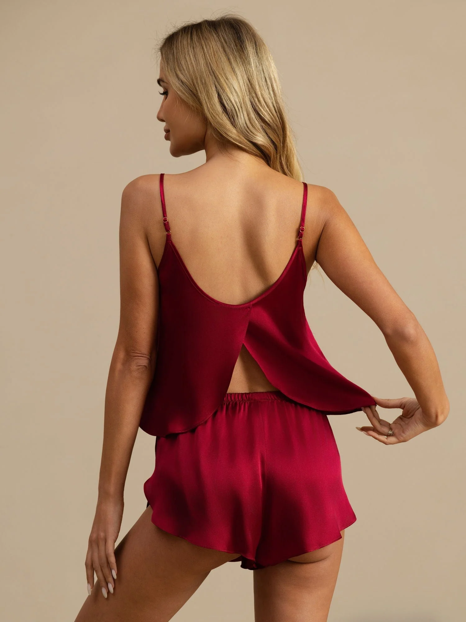 Ajustable Camisole Set Pure Soie Fines Brides Sans manches - Image 57
