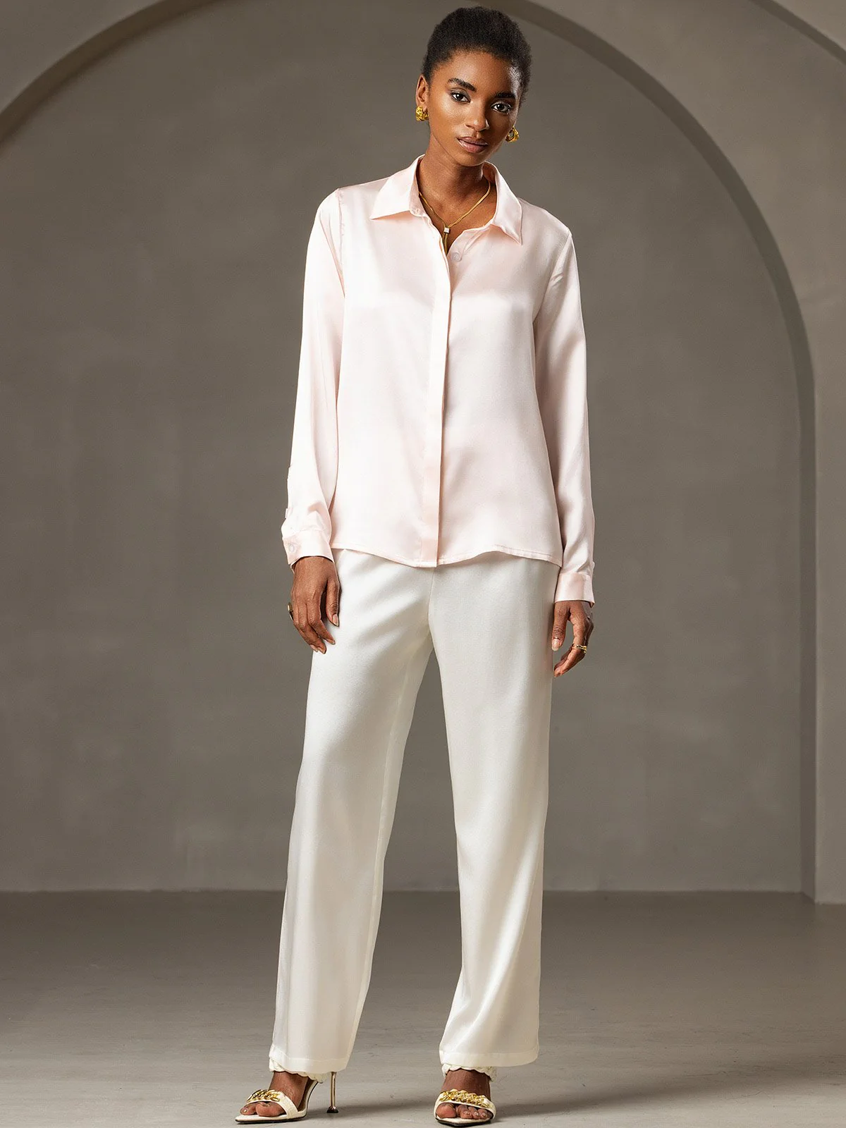 19 Momme Chemise Basique En Soie À Manches Longues - Image 19