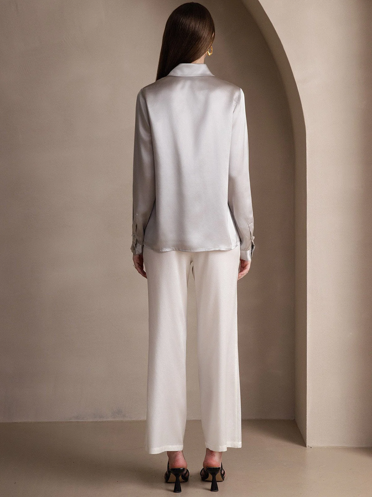19 Momme Chemise Basique En Soie À Manches Longues - Image 2