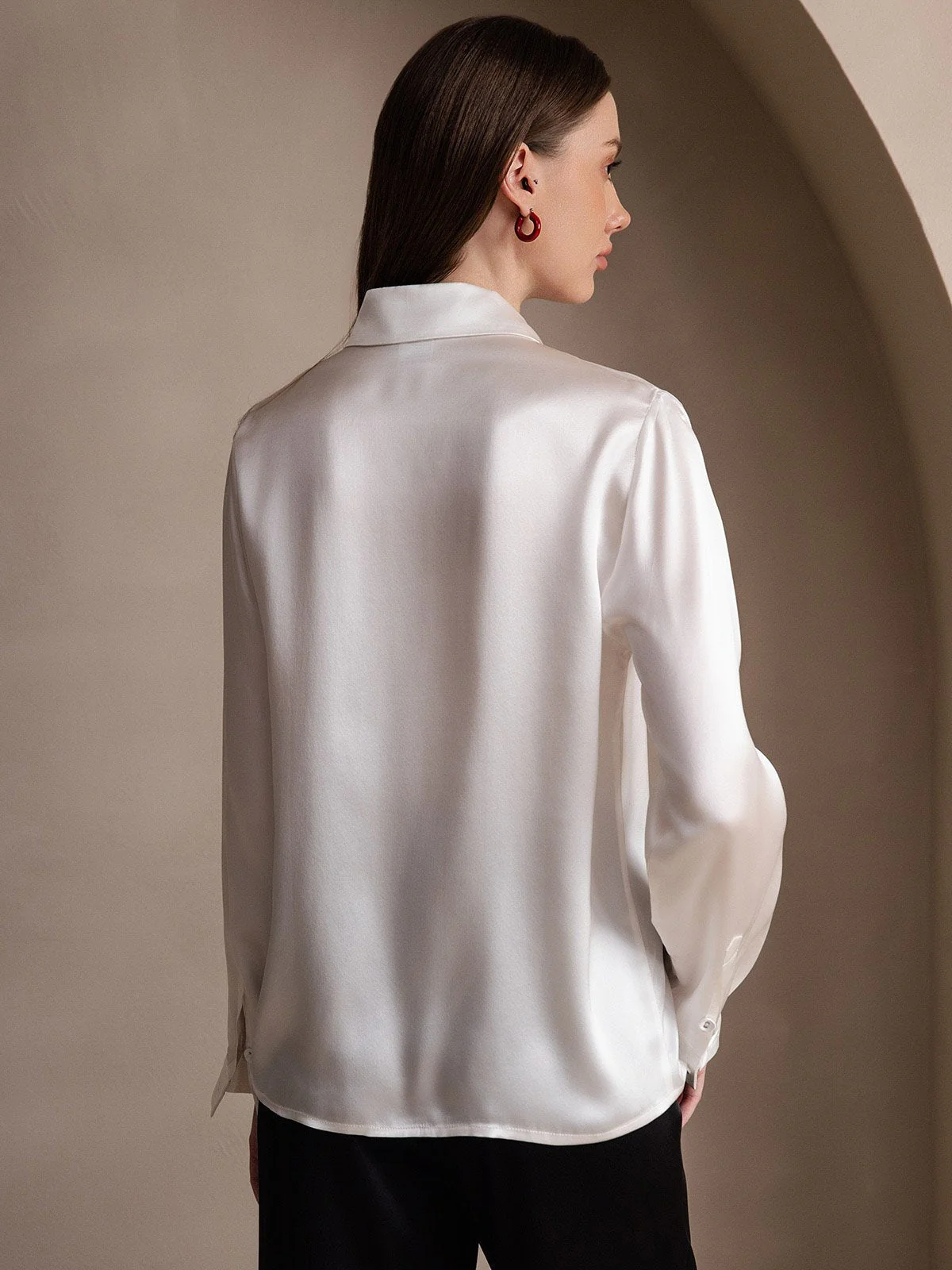 19 Momme Chemise Basique En Soie À Manches Longues - Image 8