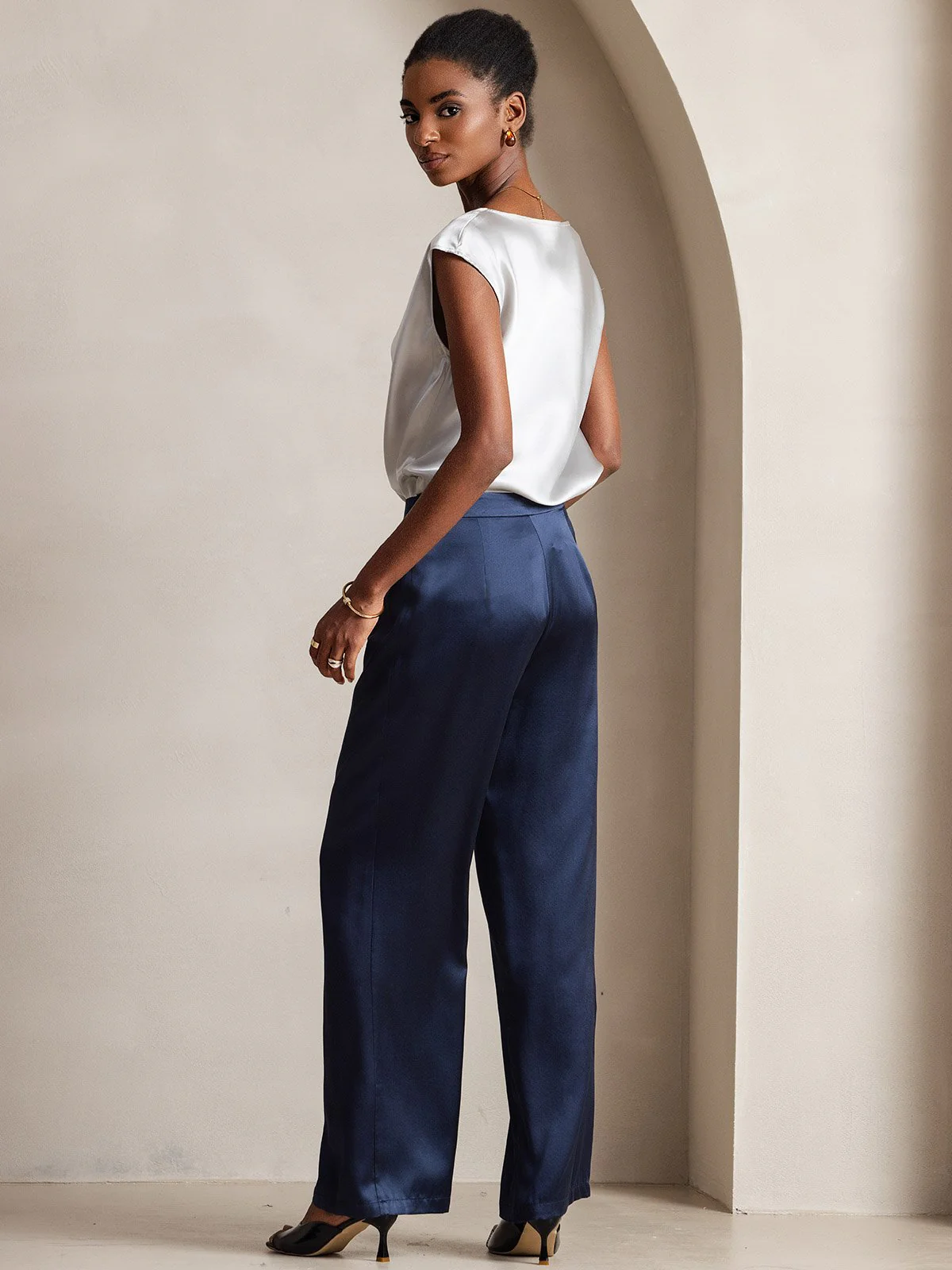 19Momme Pantalons en Soie à Jambes Larges Décontractés - Image 18