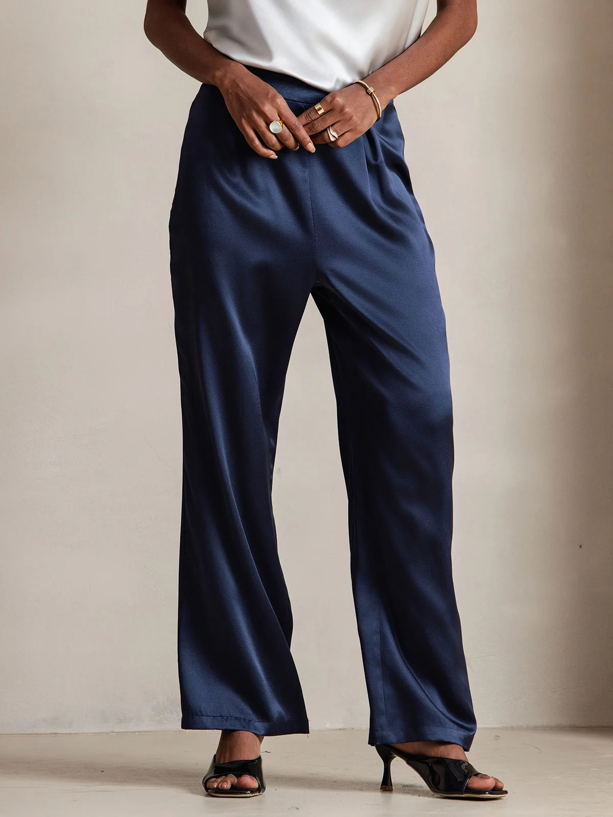 19Momme Pantalons en Soie à Jambes Larges Décontractés - Image 19