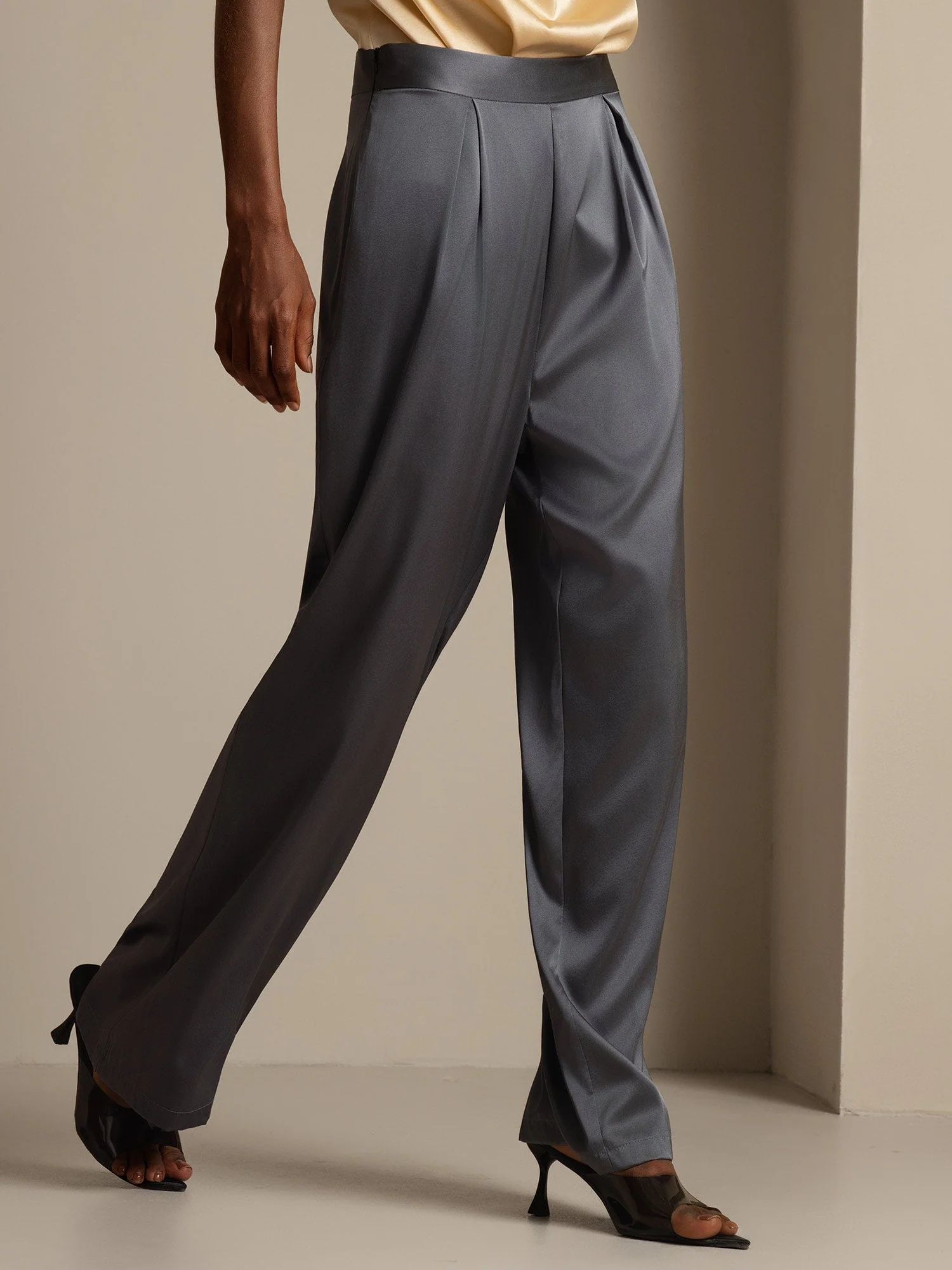 19Momme Pantalons en Soie à Jambes Larges Décontractés - Image 30