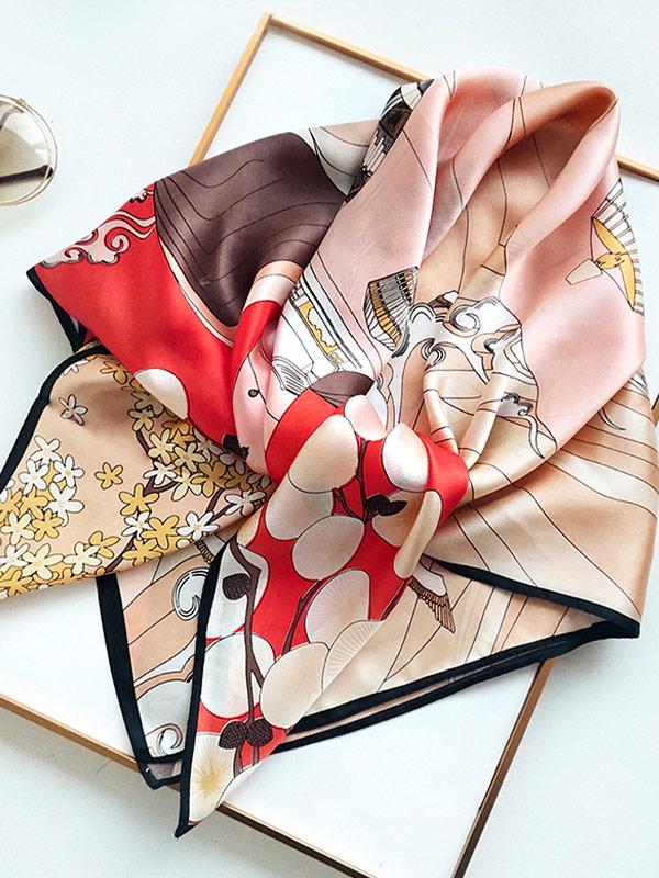 Foulard Carré en Soie Floral Élégant 88x88cm - Image 2