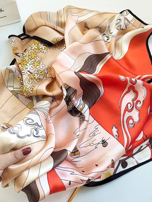 Foulard Carré en Soie Floral Élégant 88x88cm - Image 3