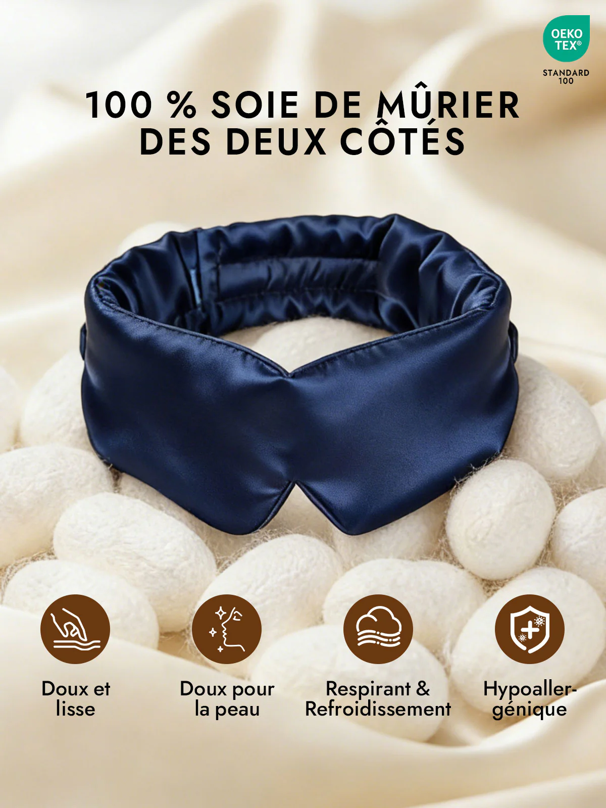 Masque pour les Yeux en Soie Élégante D‘Une Seule Pièce - Image 14
