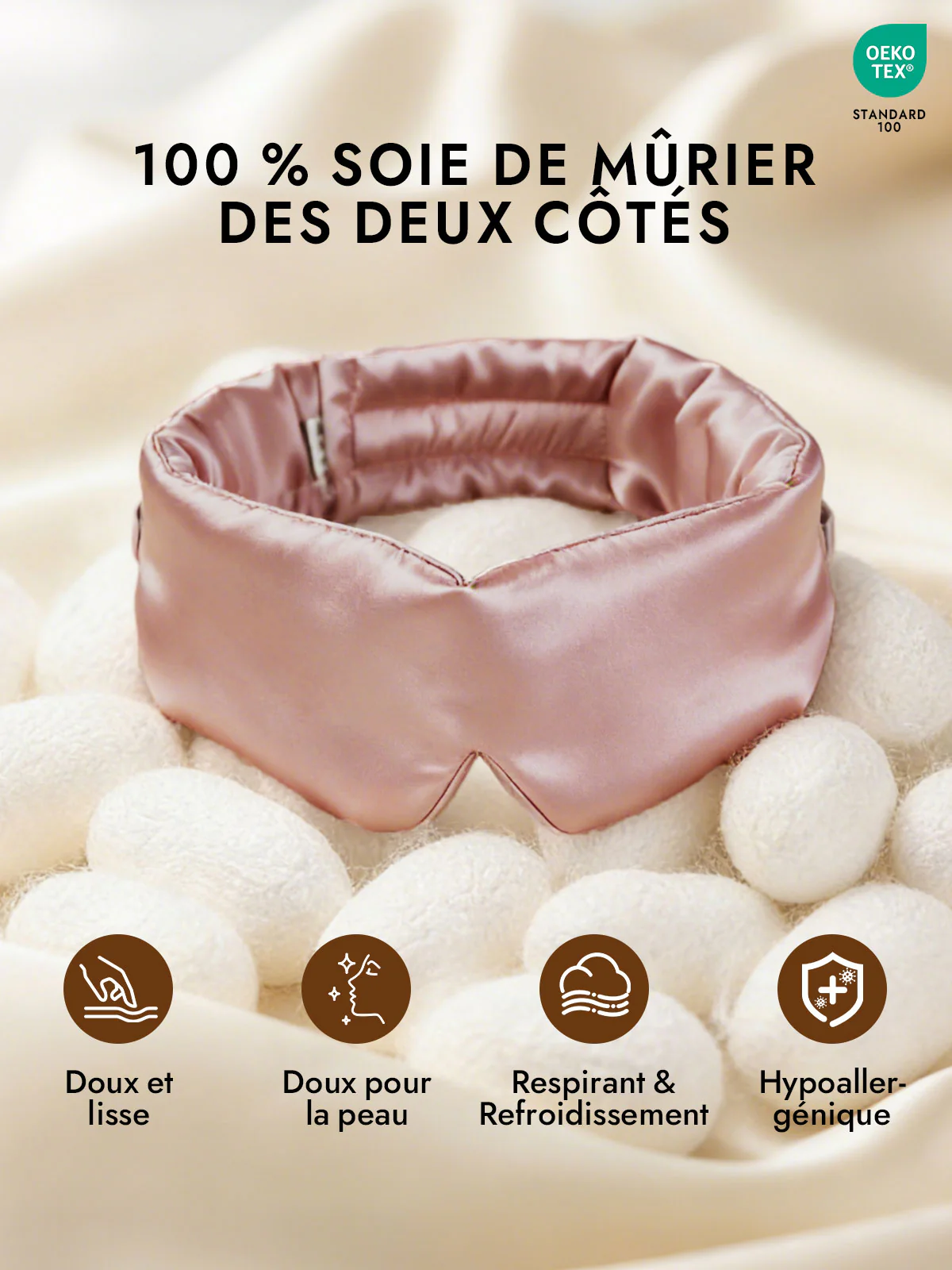 Masque pour les Yeux en Soie Élégante D‘Une Seule Pièce - Image 26