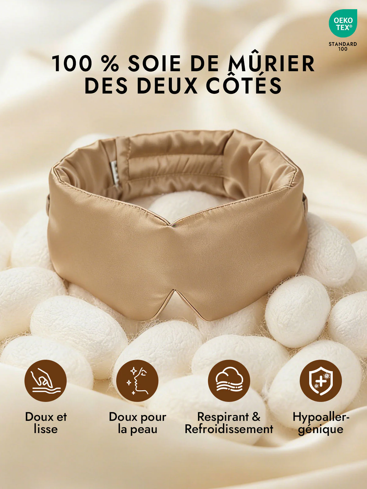 Masque pour les Yeux en Soie Élégante D‘Une Seule Pièce - Image 32