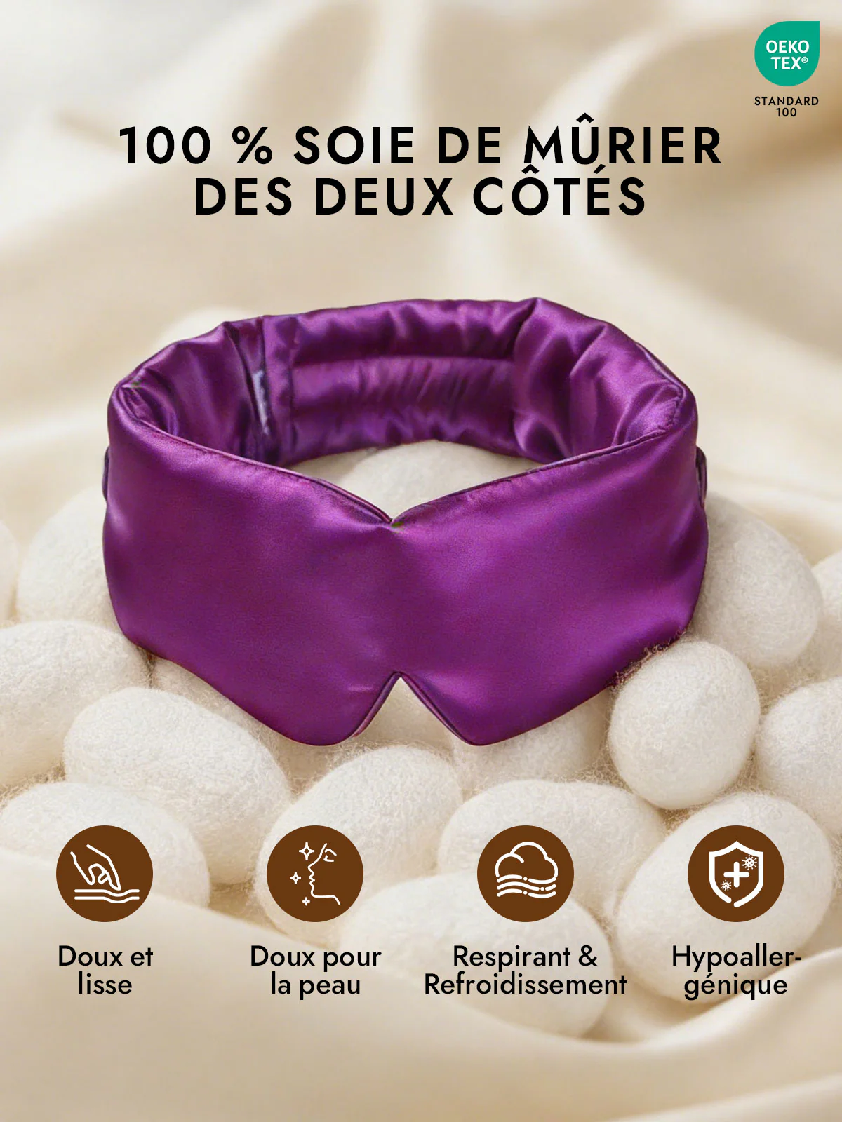 Masque pour les Yeux en Soie Élégante D‘Une Seule Pièce - Image 38