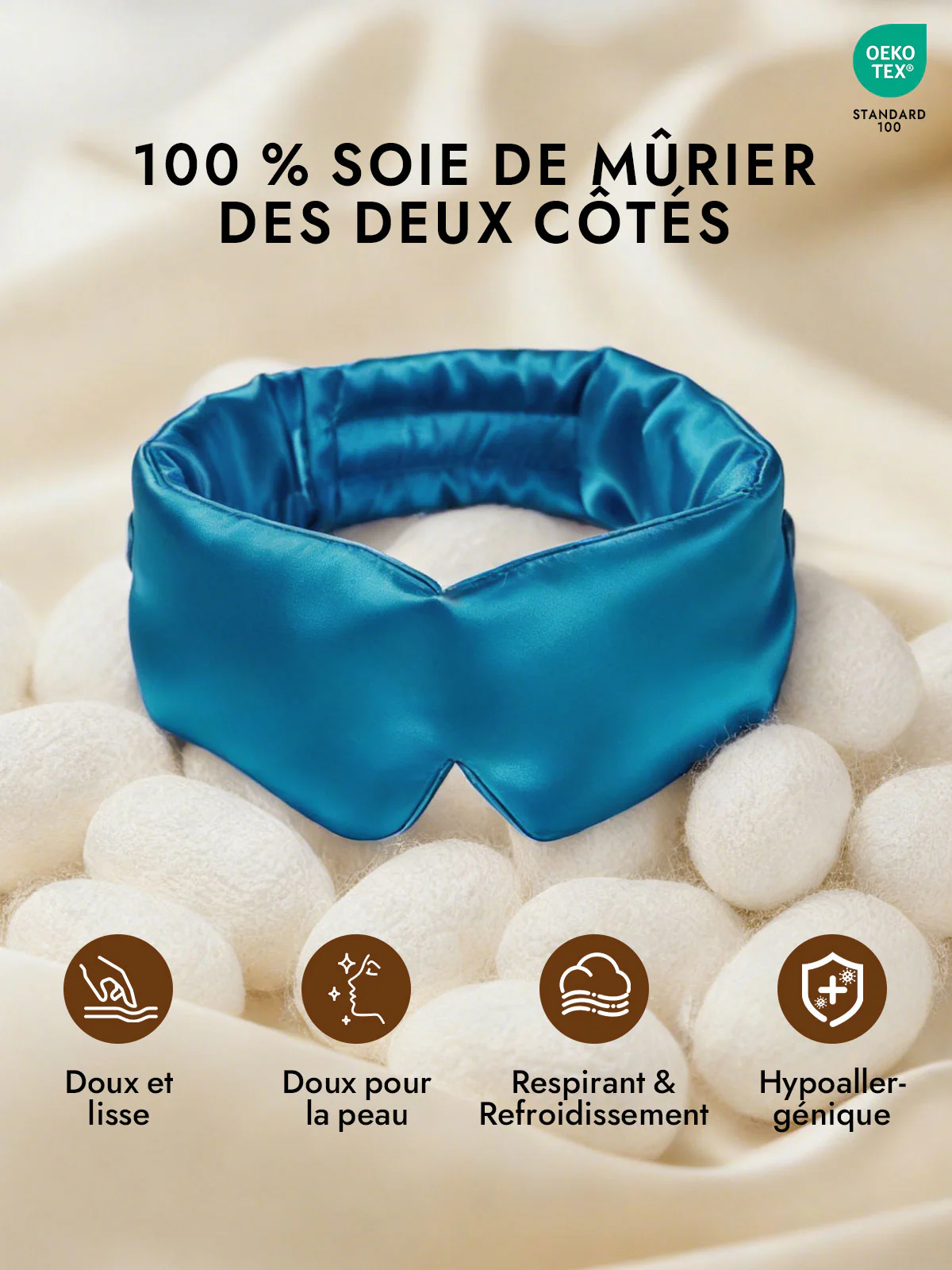 Masque pour les Yeux en Soie Élégante D‘Une Seule Pièce - Image 44