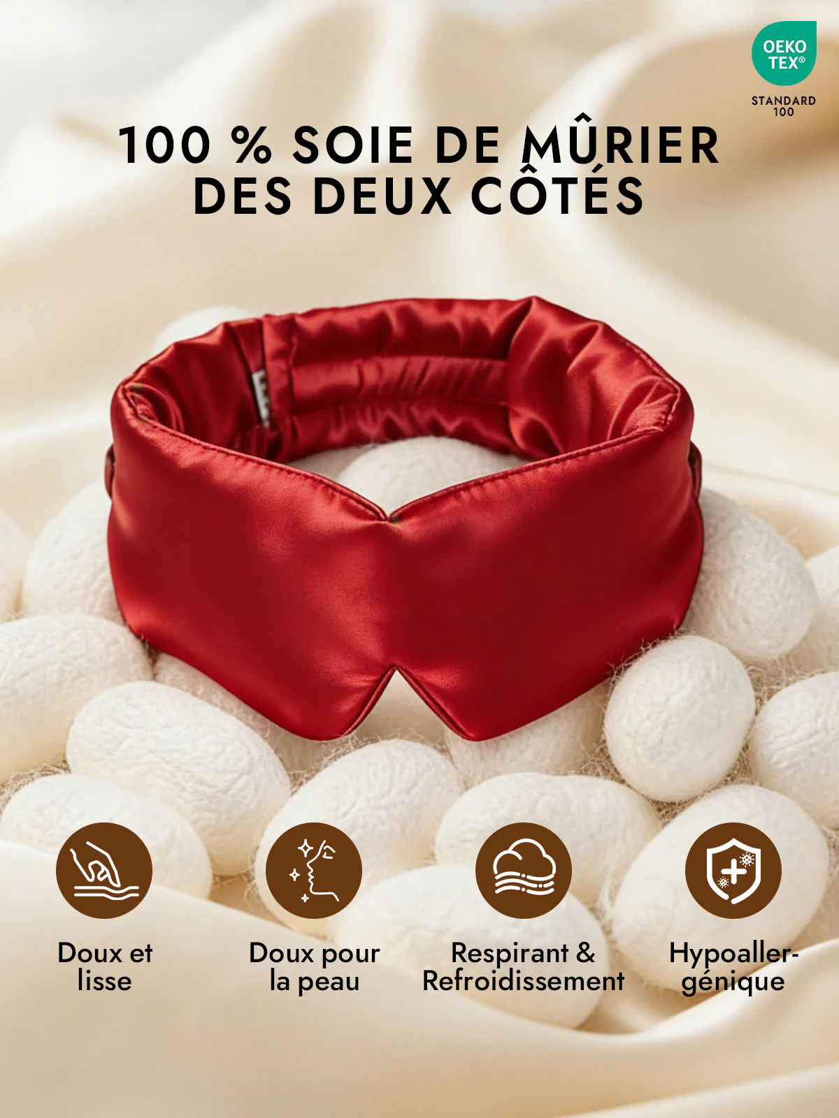 Masque pour les Yeux en Soie Élégante D‘Une Seule Pièce - Image 50