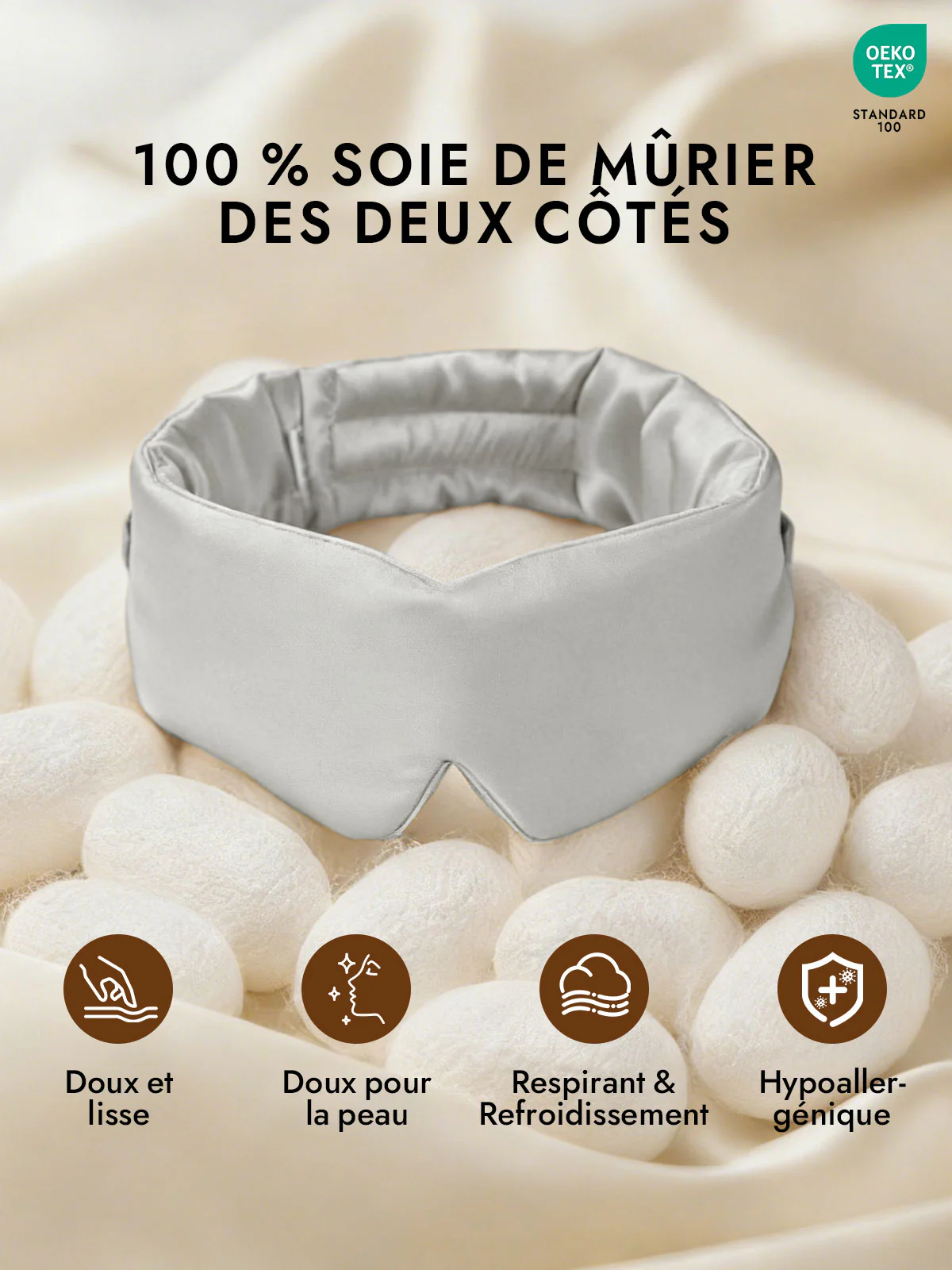 Masque pour les Yeux en Soie Élégante D‘Une Seule Pièce - Image 56