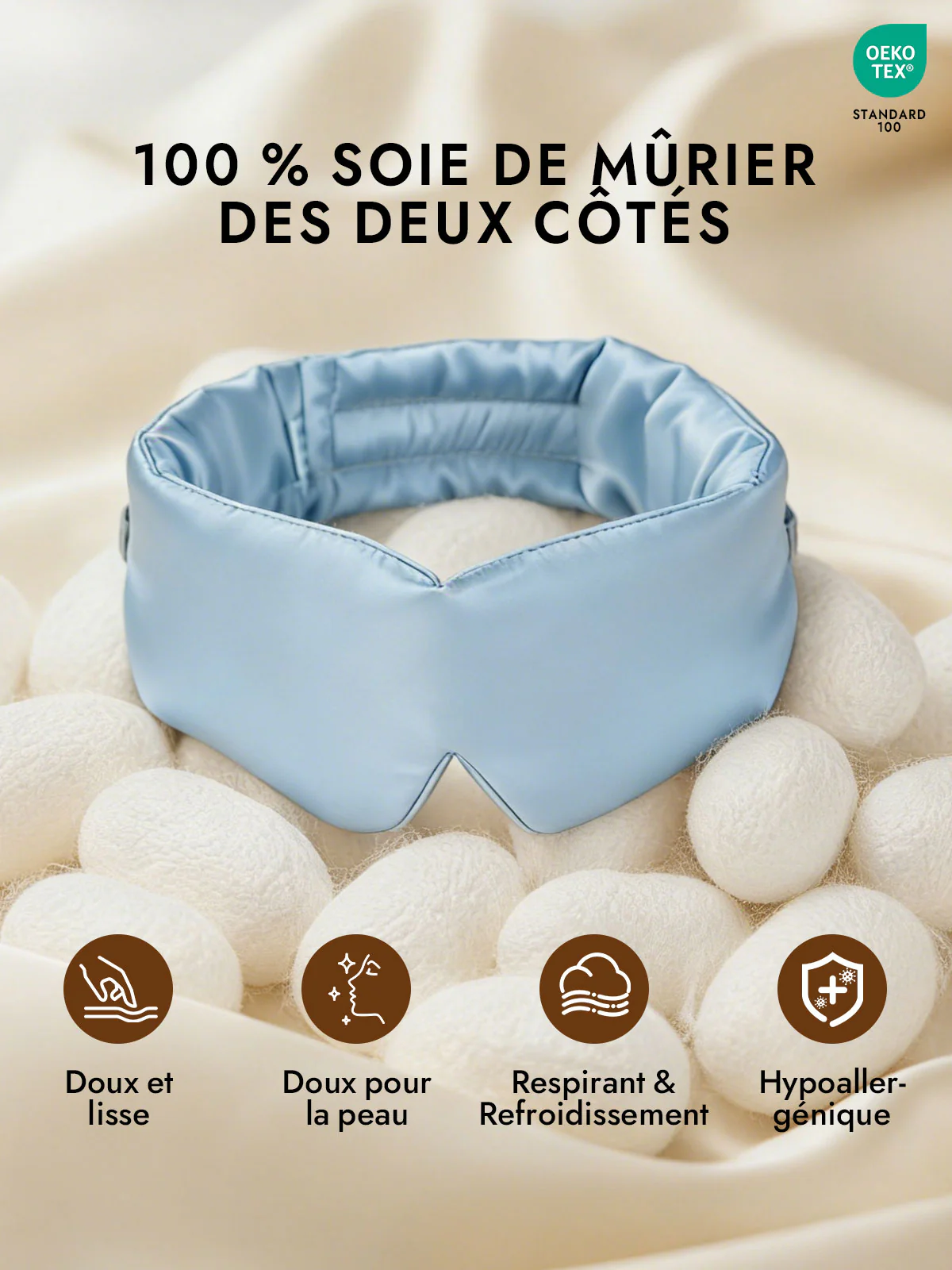 Masque pour les Yeux en Soie Élégante D‘Une Seule Pièce - Image 62