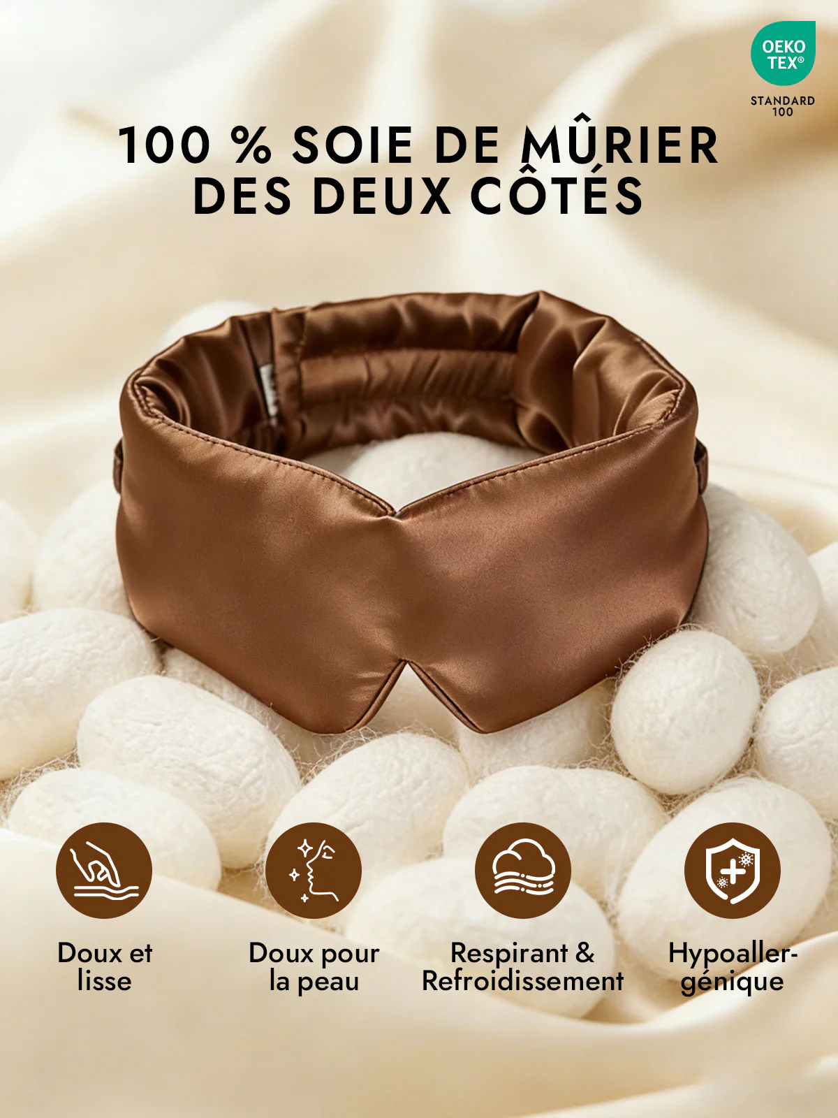 Masque pour les Yeux en Soie Élégante D‘Une Seule Pièce - Image 68
