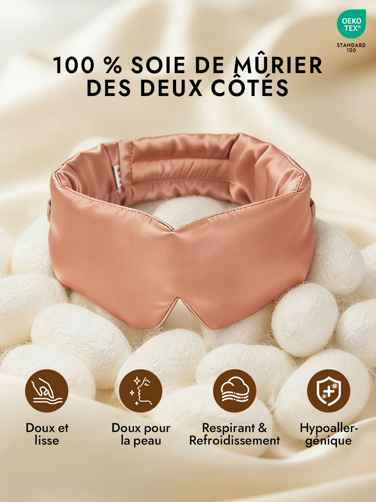 Masque pour les Yeux en Soie Élégante D‘Une Seule Pièce - Image 74