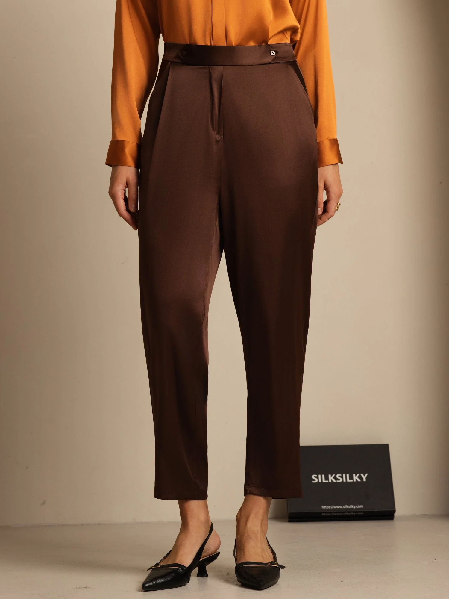 19Momme Pantalons en soie à la mode de style carotte - Image 23