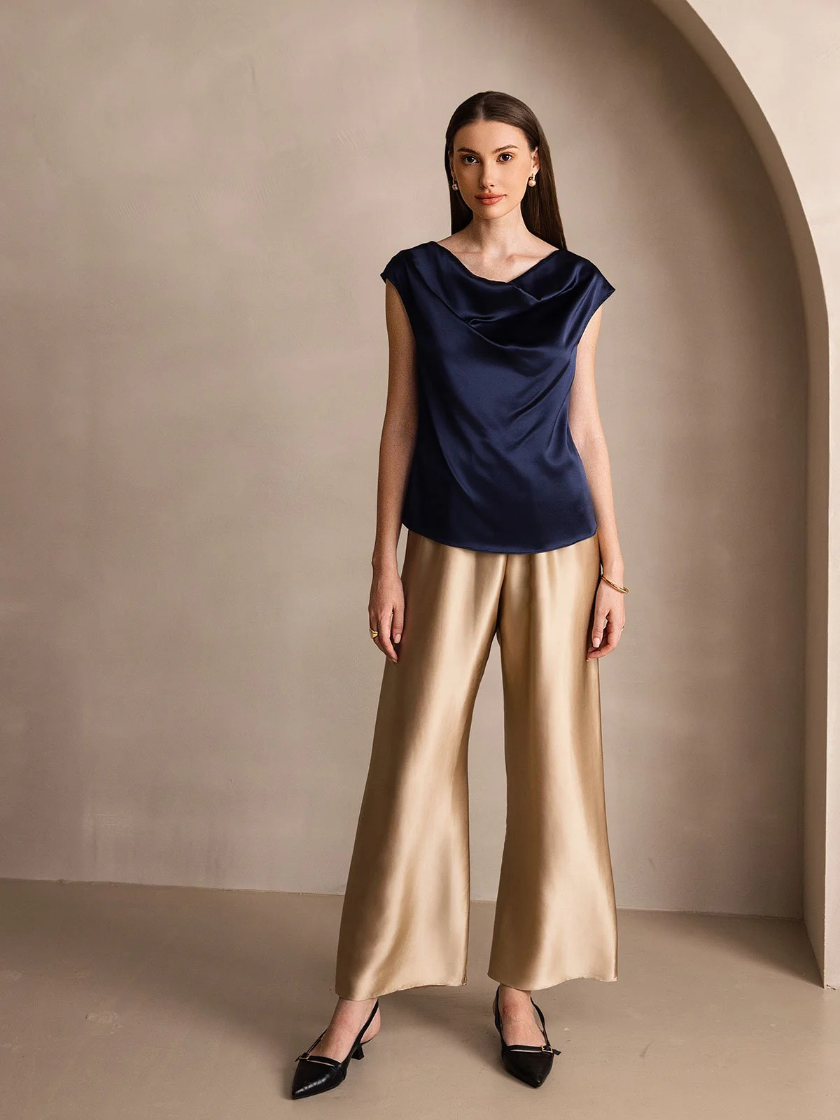 19Momme Pantalons à Jambes Larges Taille Haute et Tendance - Image 16