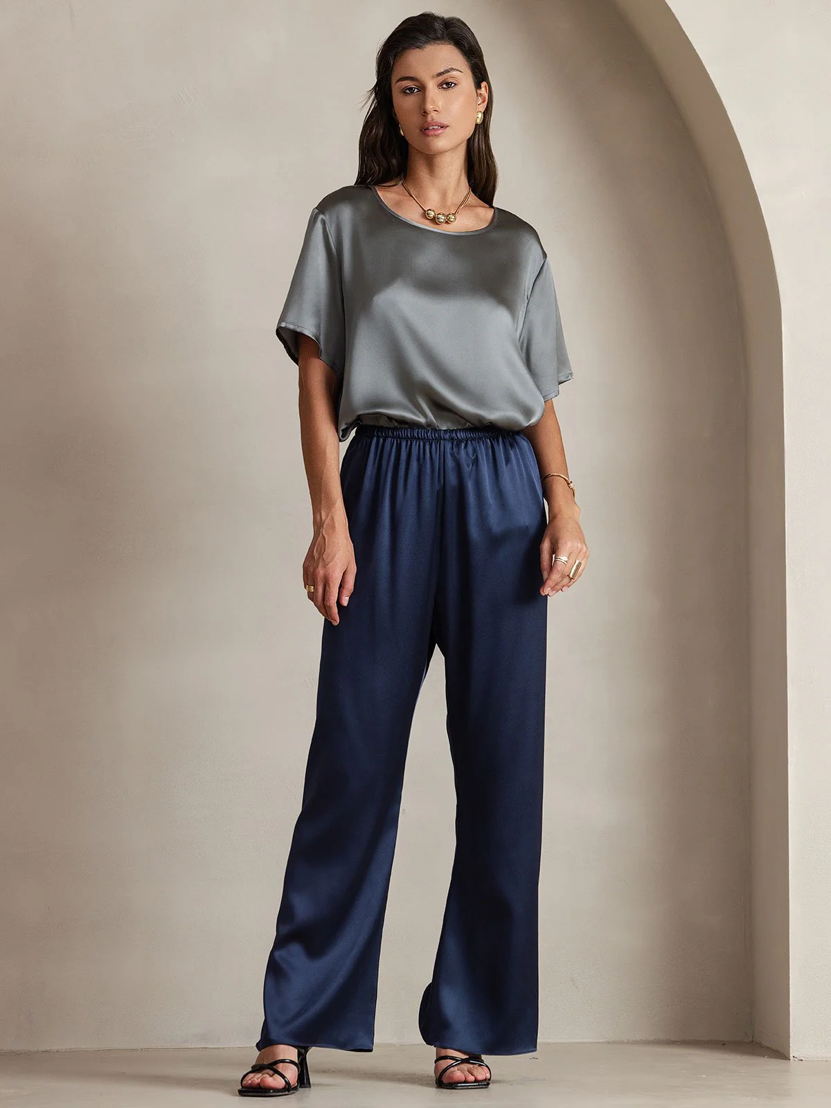 19Momme Pantalons à Jambes Larges Taille Haute et Tendance - Image 17