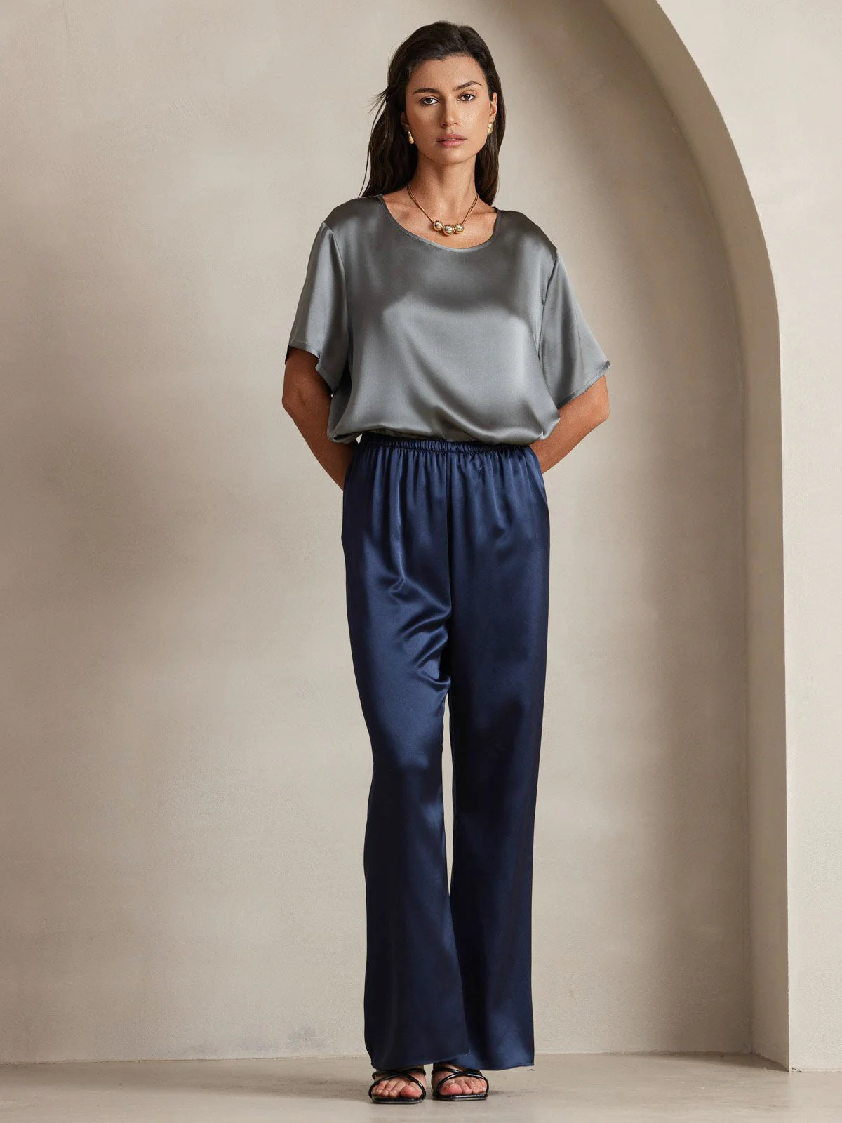 19Momme Pantalons à Jambes Larges Taille Haute et Tendance - Image 20