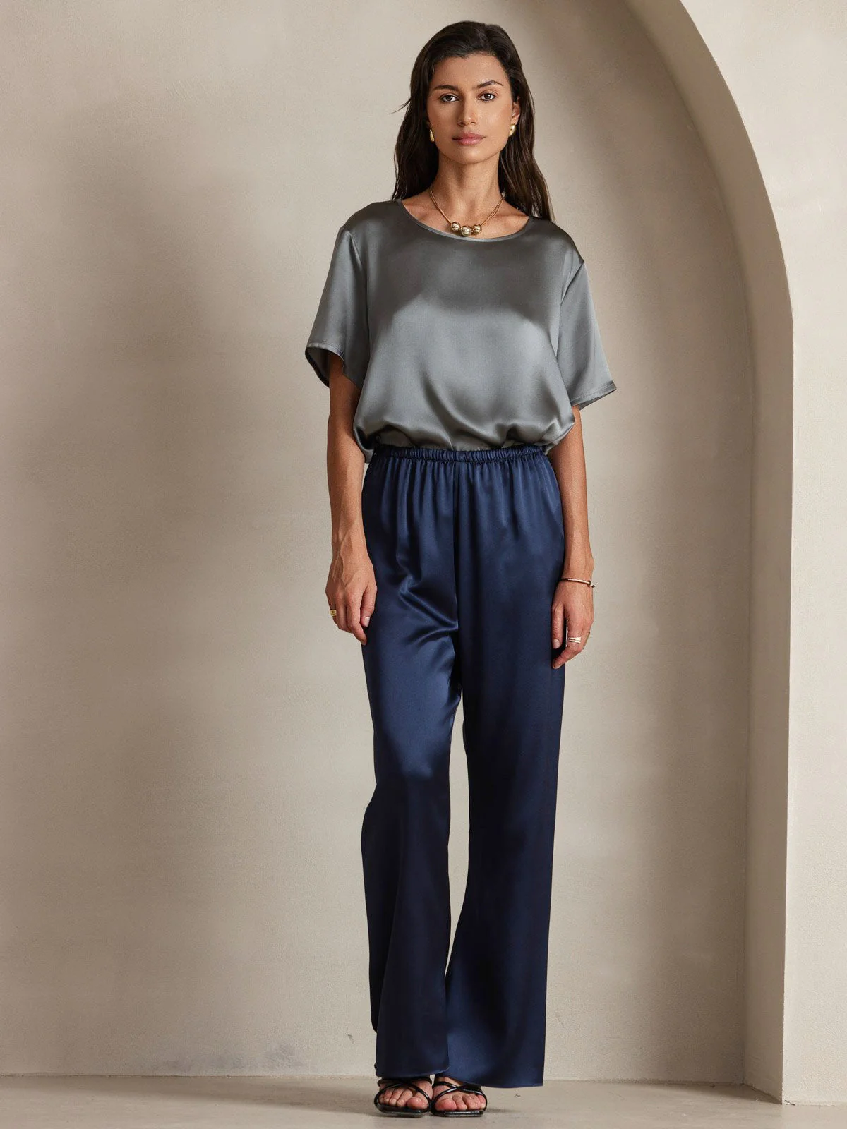 19Momme Pantalons à Jambes Larges Taille Haute et Tendance - Image 21