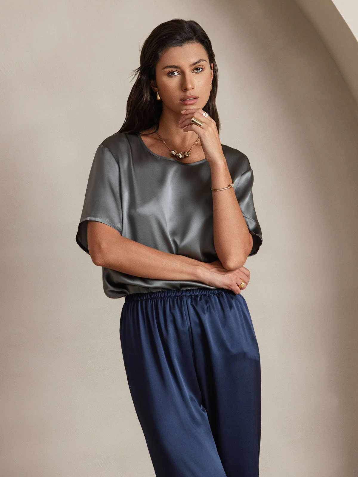 19Momme Pantalons à Jambes Larges Taille Haute et Tendance - Image 22