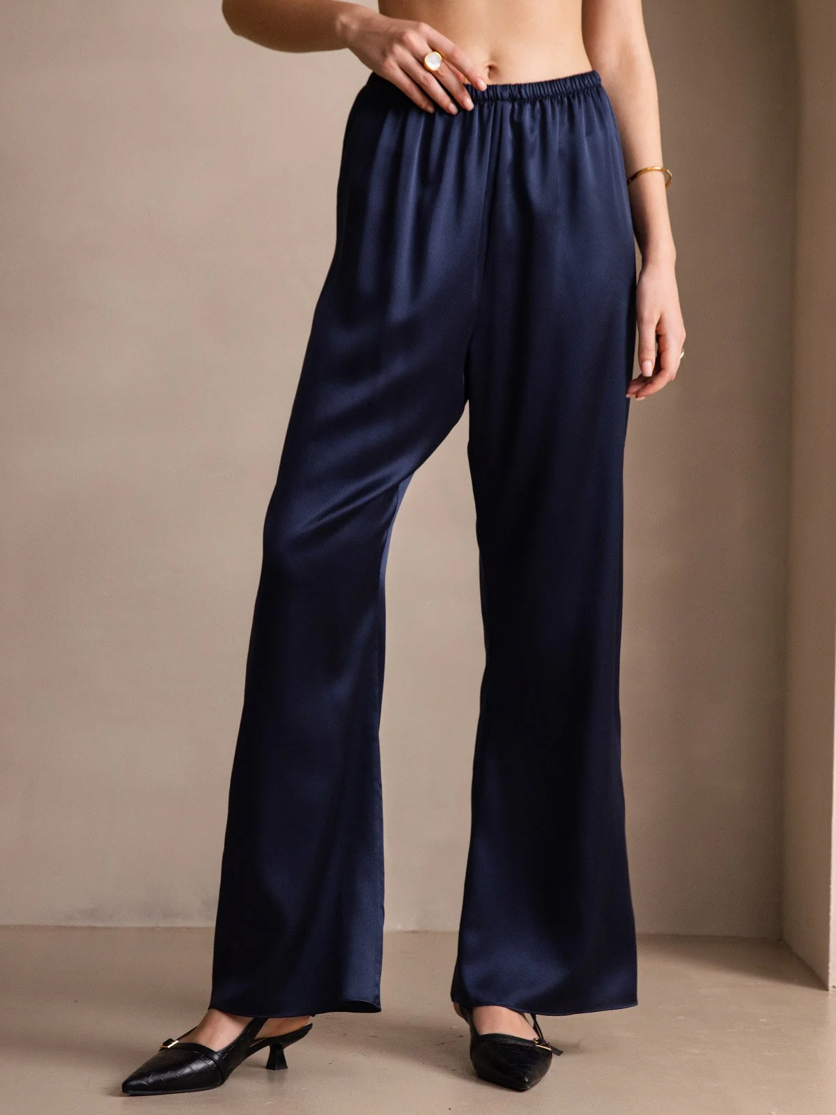 19Momme Pantalons à Jambes Larges Taille Haute et Tendance - Image 23