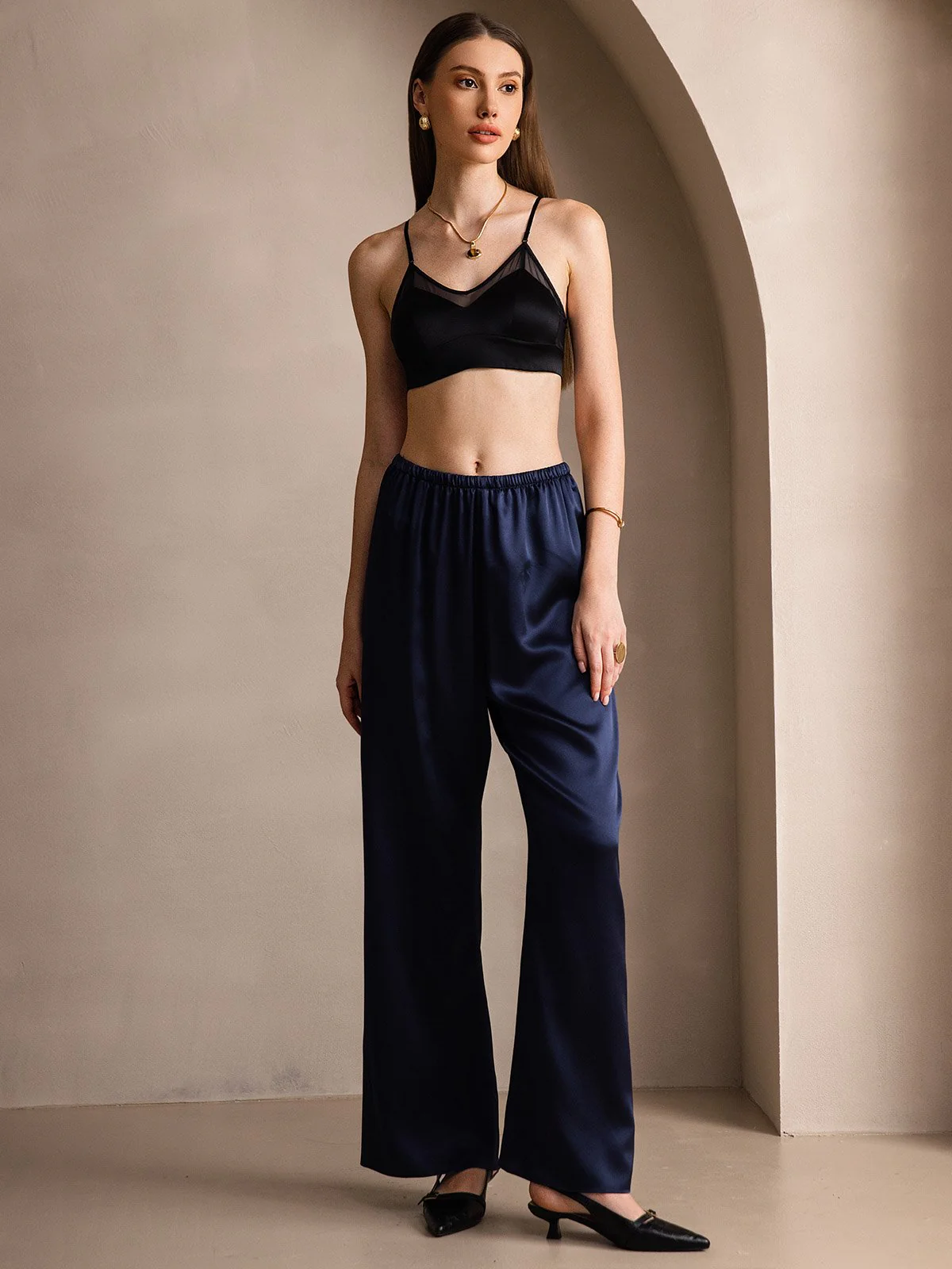 19Momme Pantalons à Jambes Larges Taille Haute et Tendance - Image 24