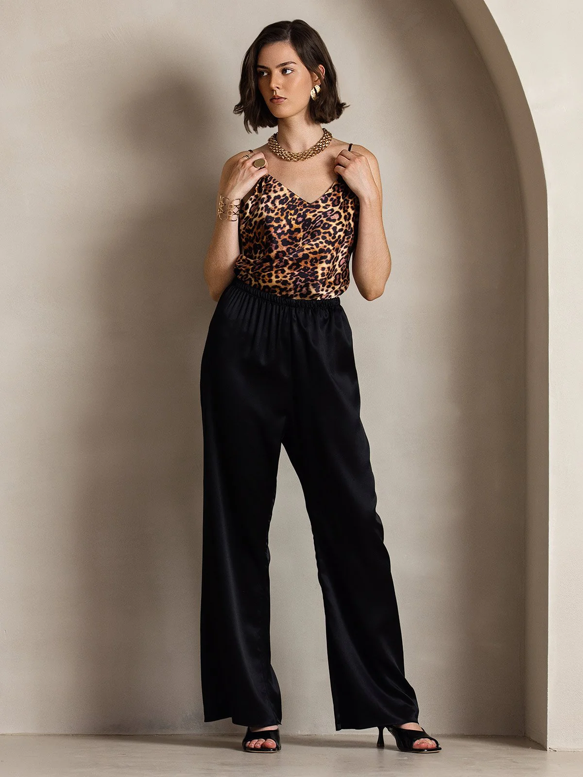19Momme Pantalons à Jambes Larges Taille Haute et Tendance - Image 3