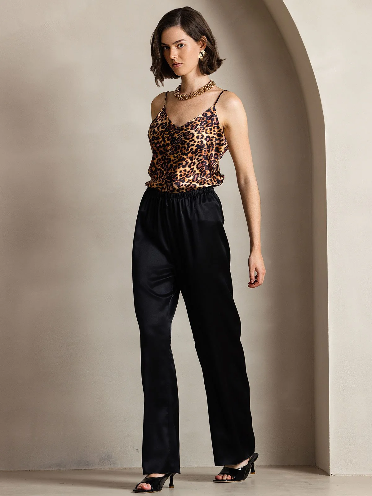 19Momme Pantalons à Jambes Larges Taille Haute et Tendance - Image 4