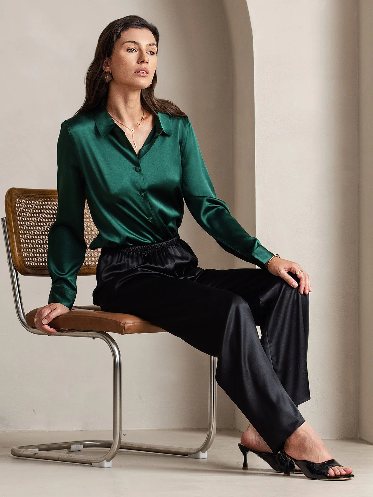 19Momme Pantalons à Jambes Larges Taille Haute et Tendance - Image 6