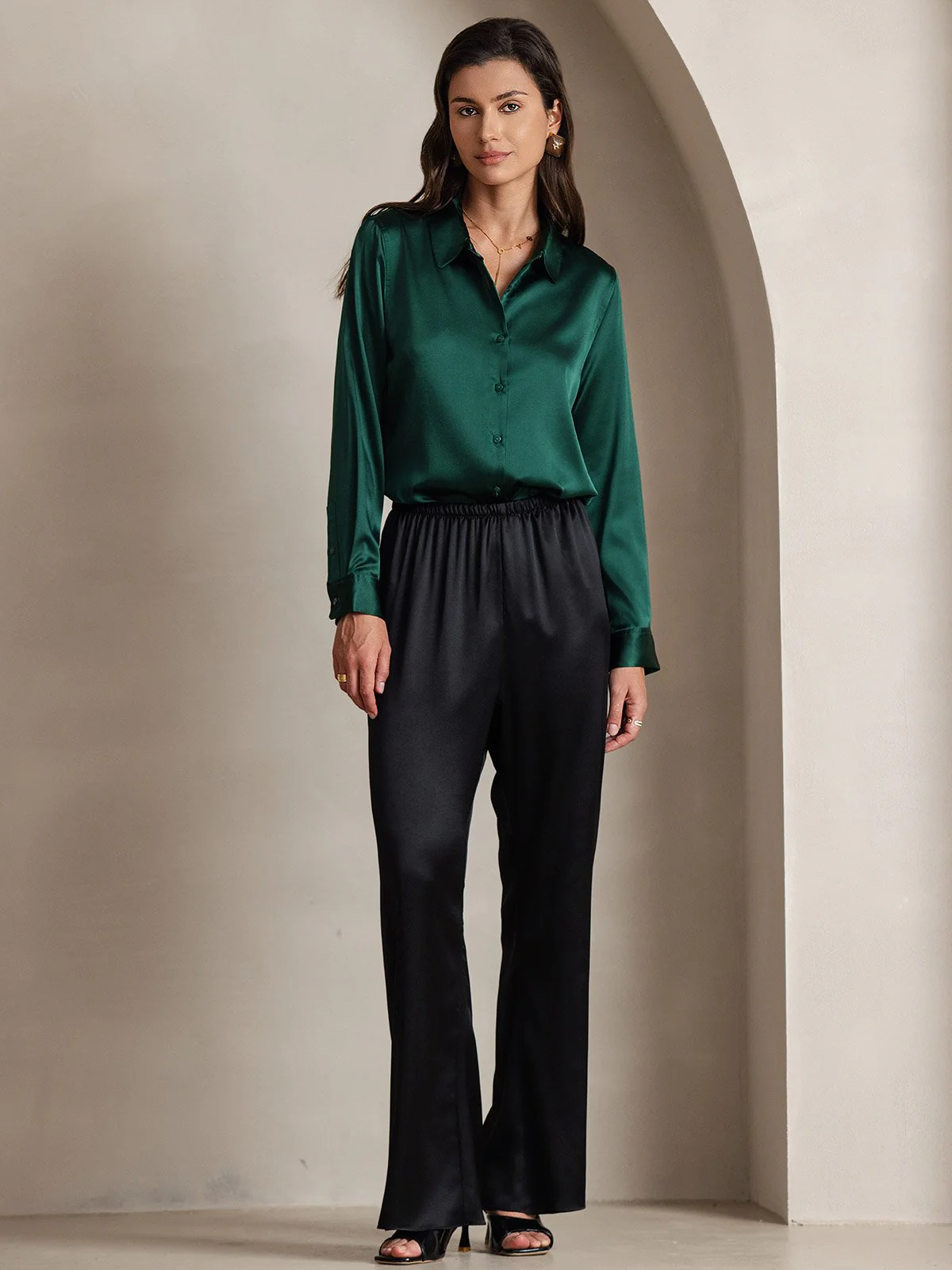 19Momme Pantalons à Jambes Larges Taille Haute et Tendance - Image 7