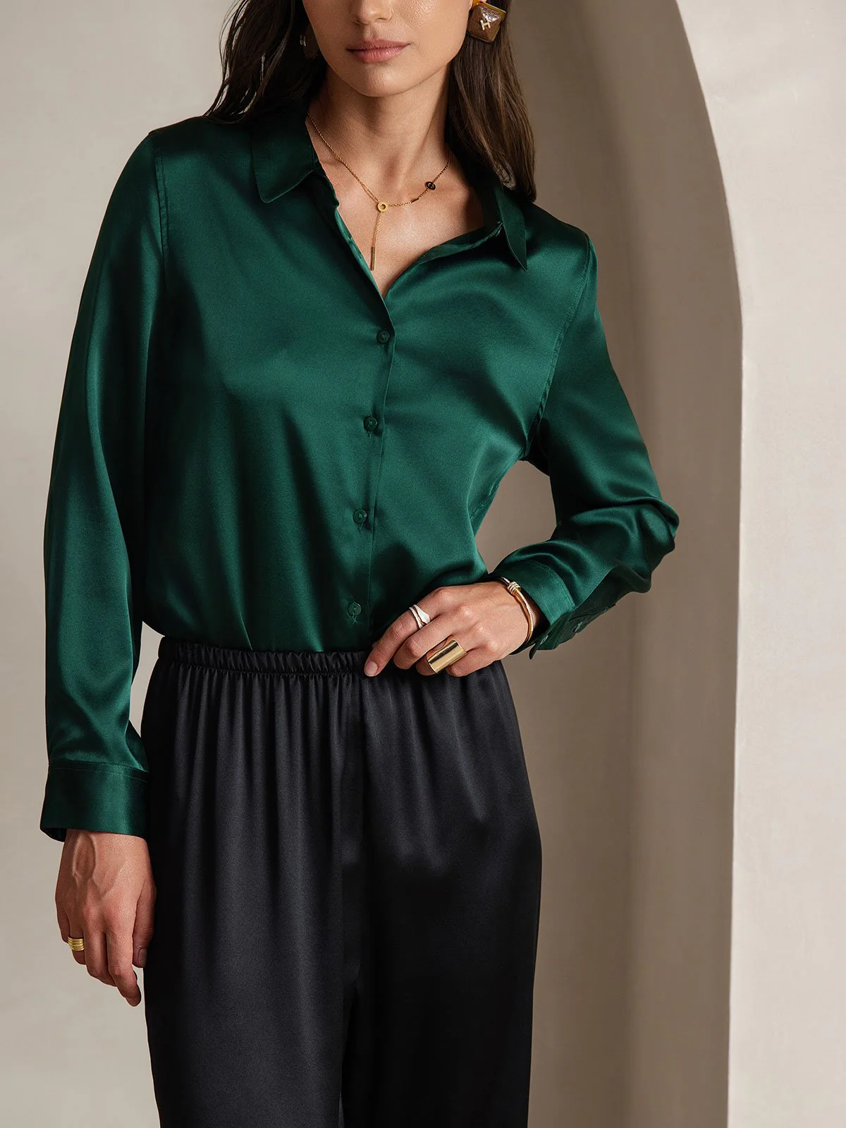 19Momme Pantalons à Jambes Larges Taille Haute et Tendance - Image 8