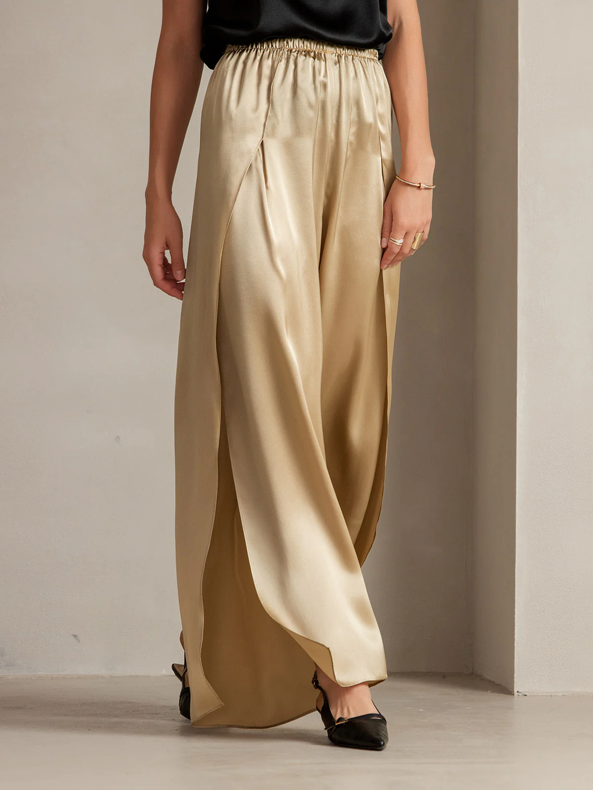 19Momme Pantalon en Soie à Fente Haute - Image 10