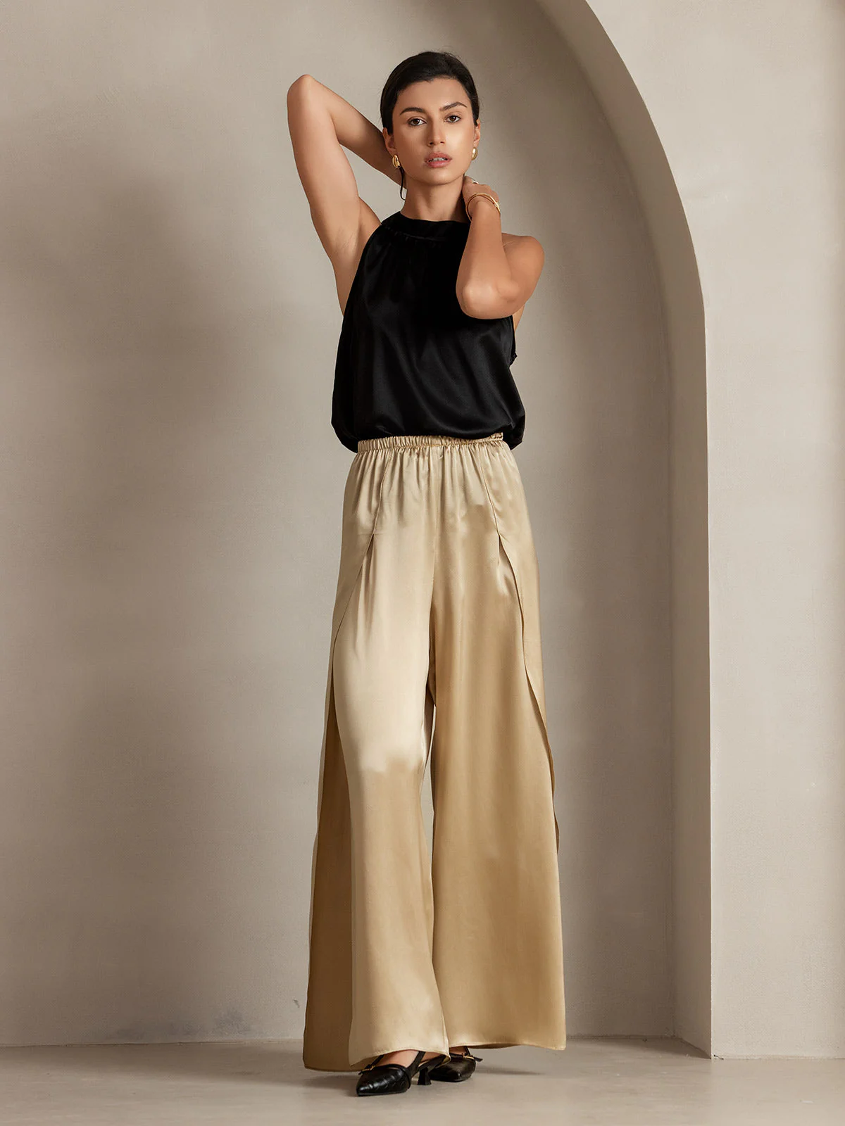 19Momme Pantalon en Soie à Fente Haute - Image 11
