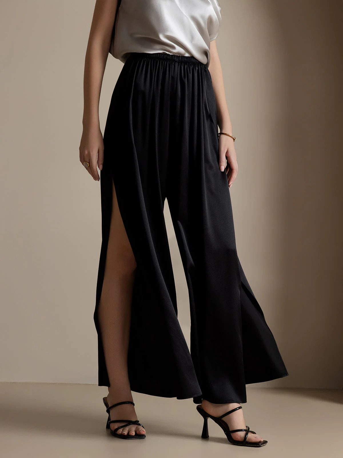 19Momme Pantalon en Soie à Fente Haute - Image 15