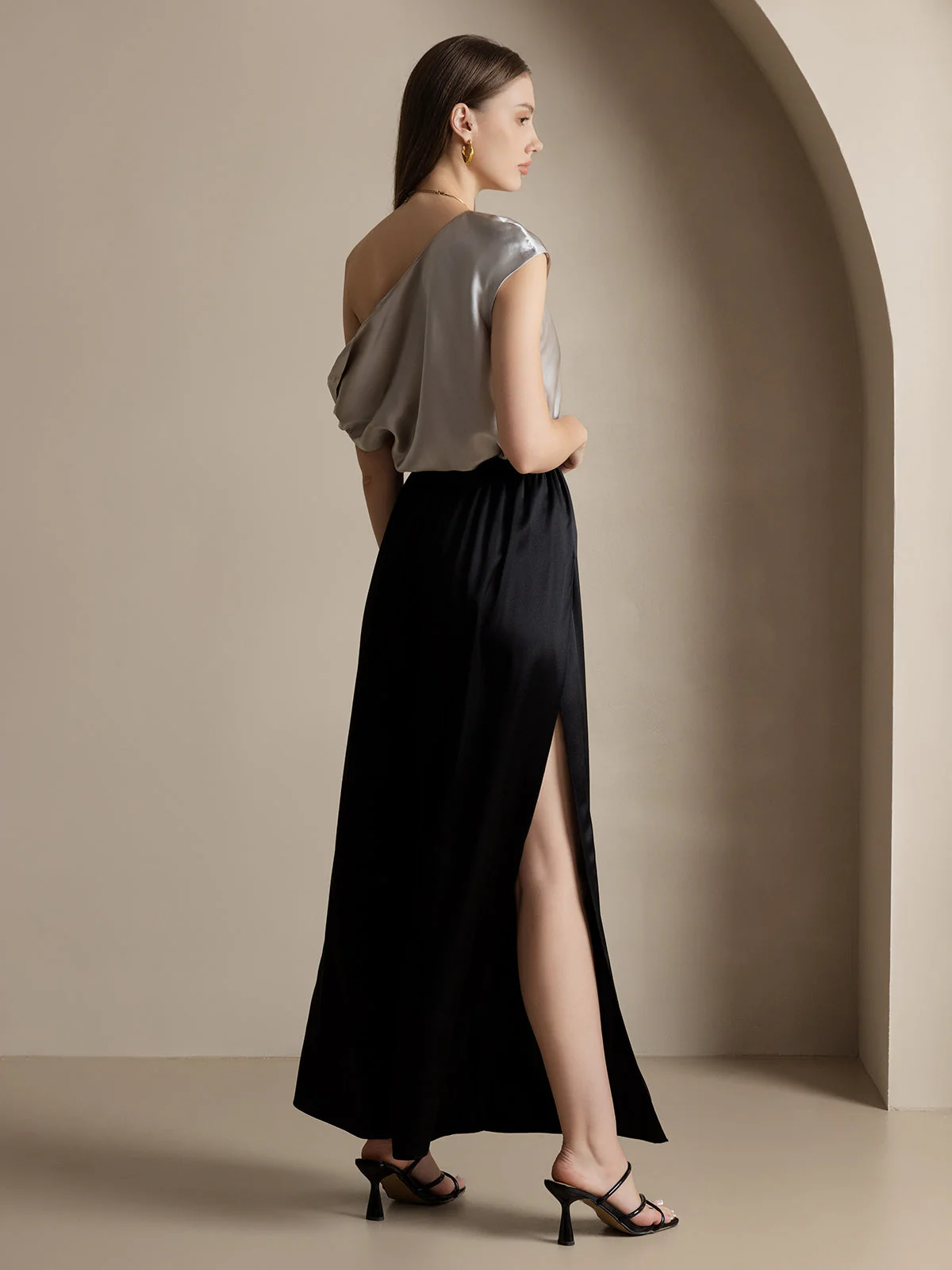 19Momme Pantalon en Soie à Fente Haute - Image 16