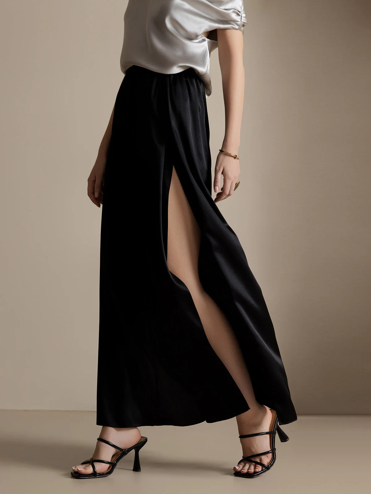 19Momme Pantalon en Soie à Fente Haute - Image 17