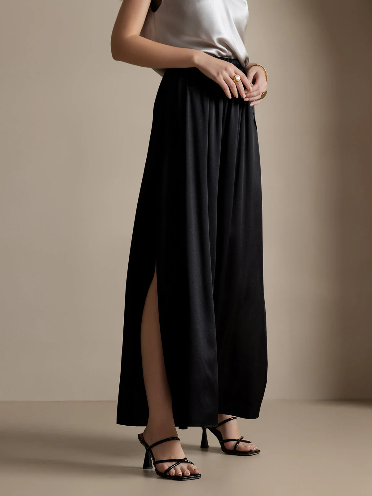 19Momme Pantalon en Soie à Fente Haute - Image 18